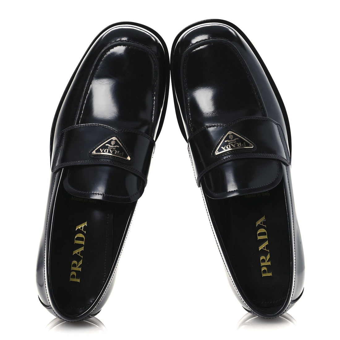 Spazzolato Fume Metal Triangle Logo Mens Loafers 8.5 Black