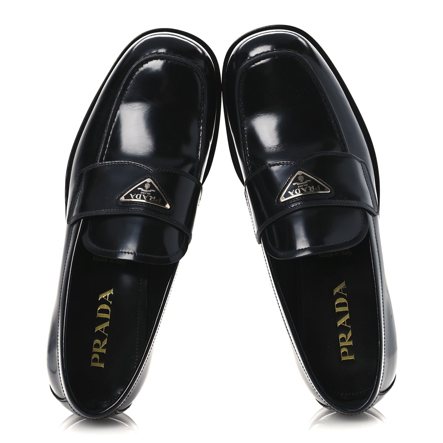 Spazzolato Fume Metal Triangle Logo Mens Loafers 8.5 Black