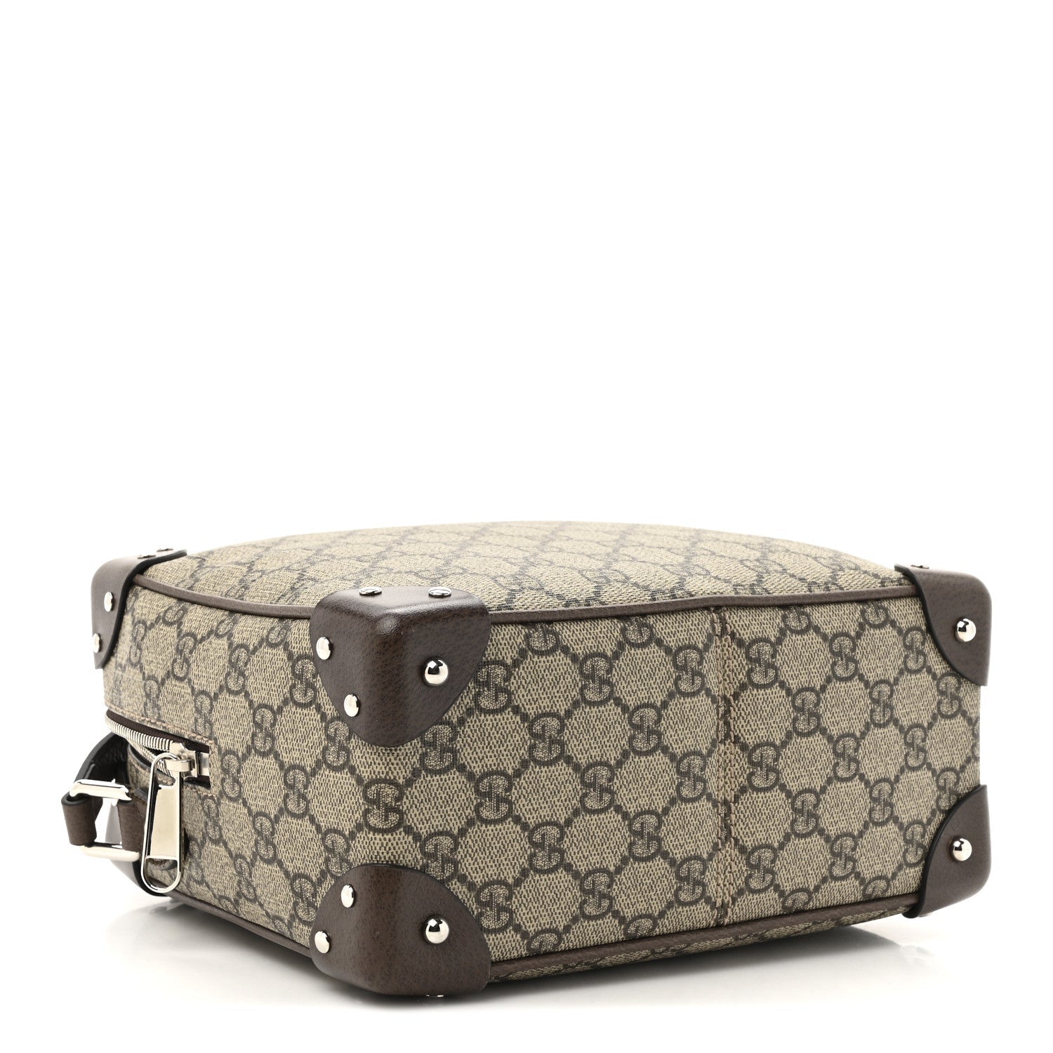 GG Supreme Monogram Textured Calfskin Square Messenger Bag Beige Ebony New Acero