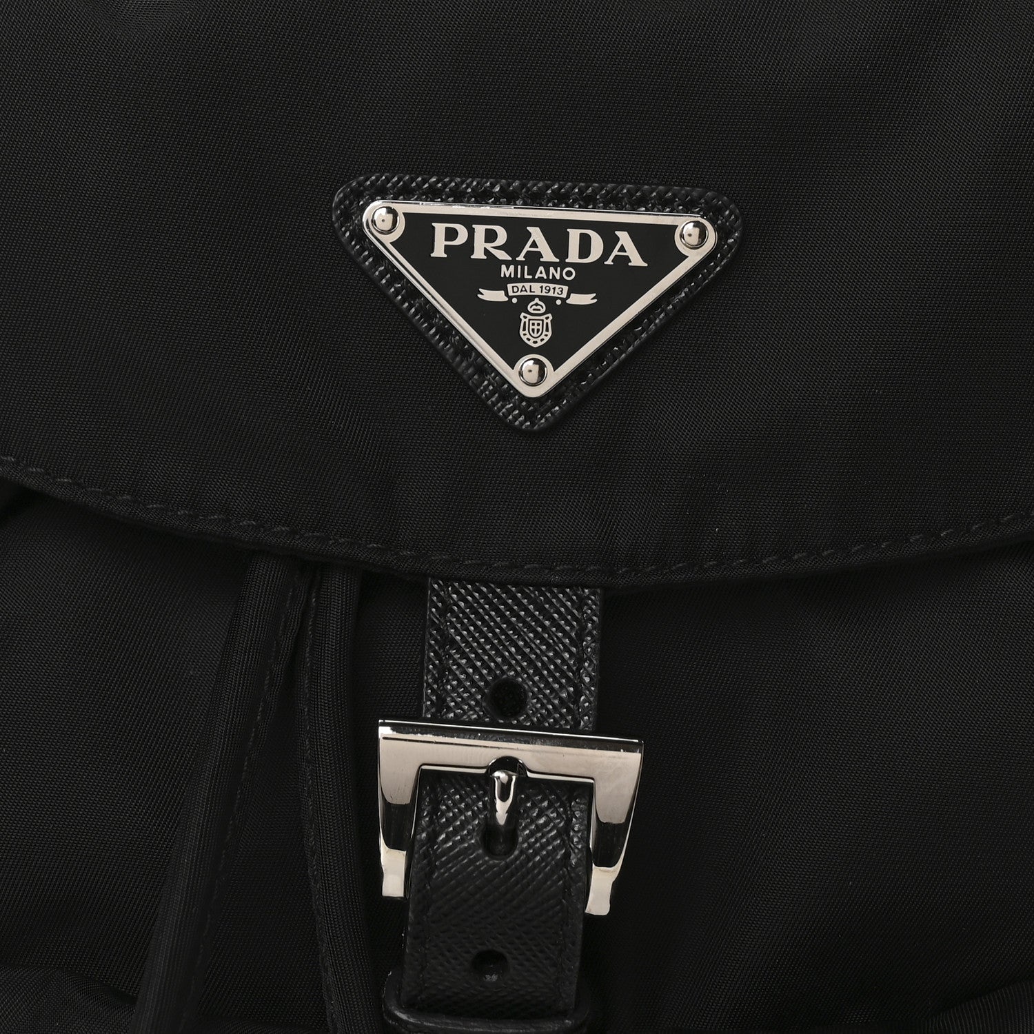 Tessuto Nylon Saffiano Small Backpack Black