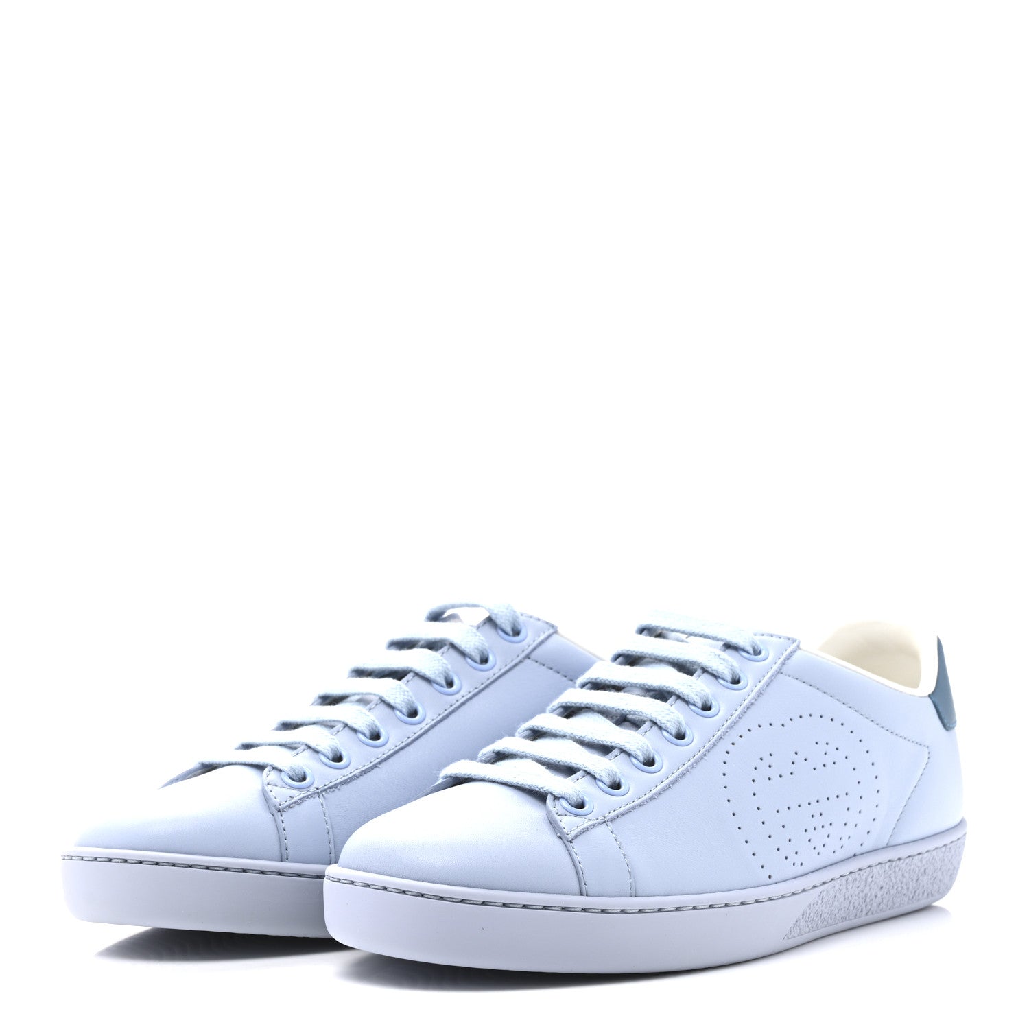 Calfskin Interlocking G Perforated Womens Ace Sneakers 35.5 Porcelain Light Blue Zaffiro