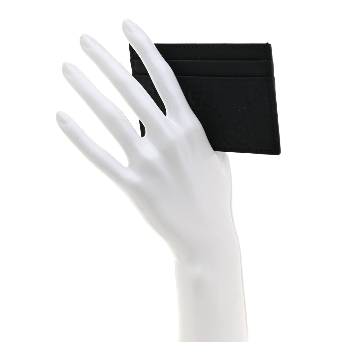 Rubber Effect GG Embossed Card Holder Black