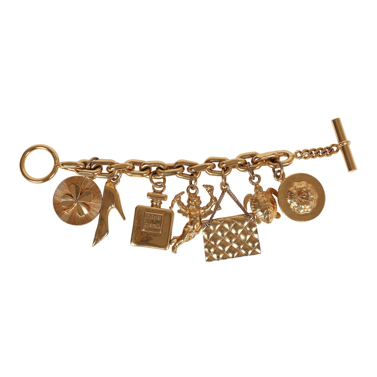 Vintage Chanel 24K Gold Plated Lucky Charms Bracelet