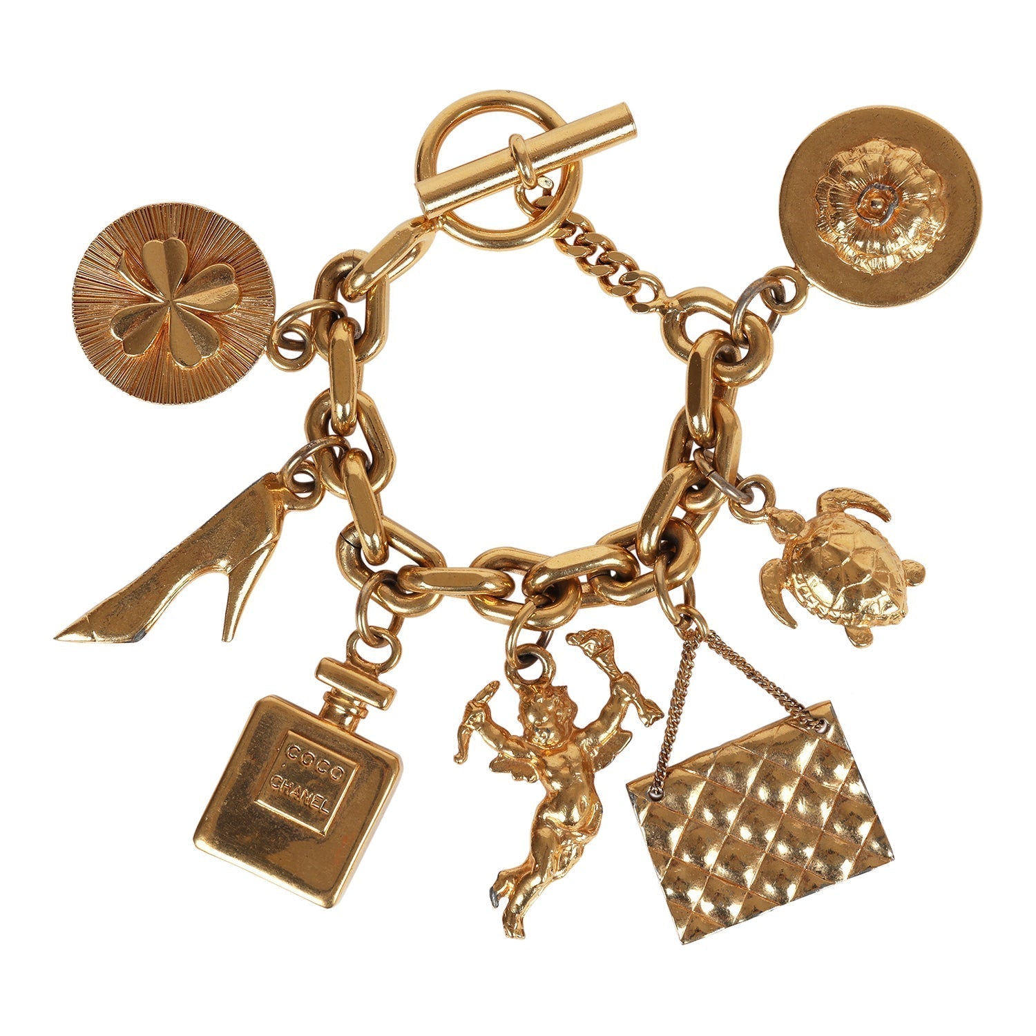 Vintage Chanel 24K Gold Plated Lucky Charms Bracelet