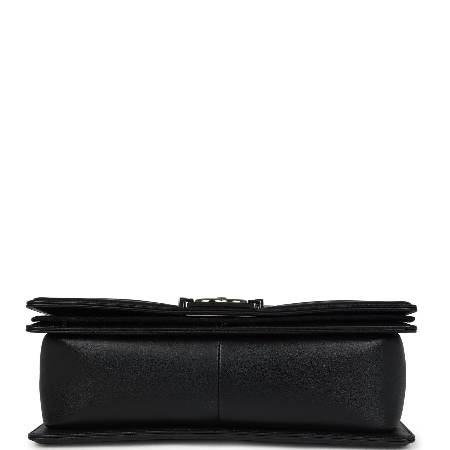 Pre-owned Chanel Medium Chevron Boy Bag Black Lambskin Ruthenium Hardware