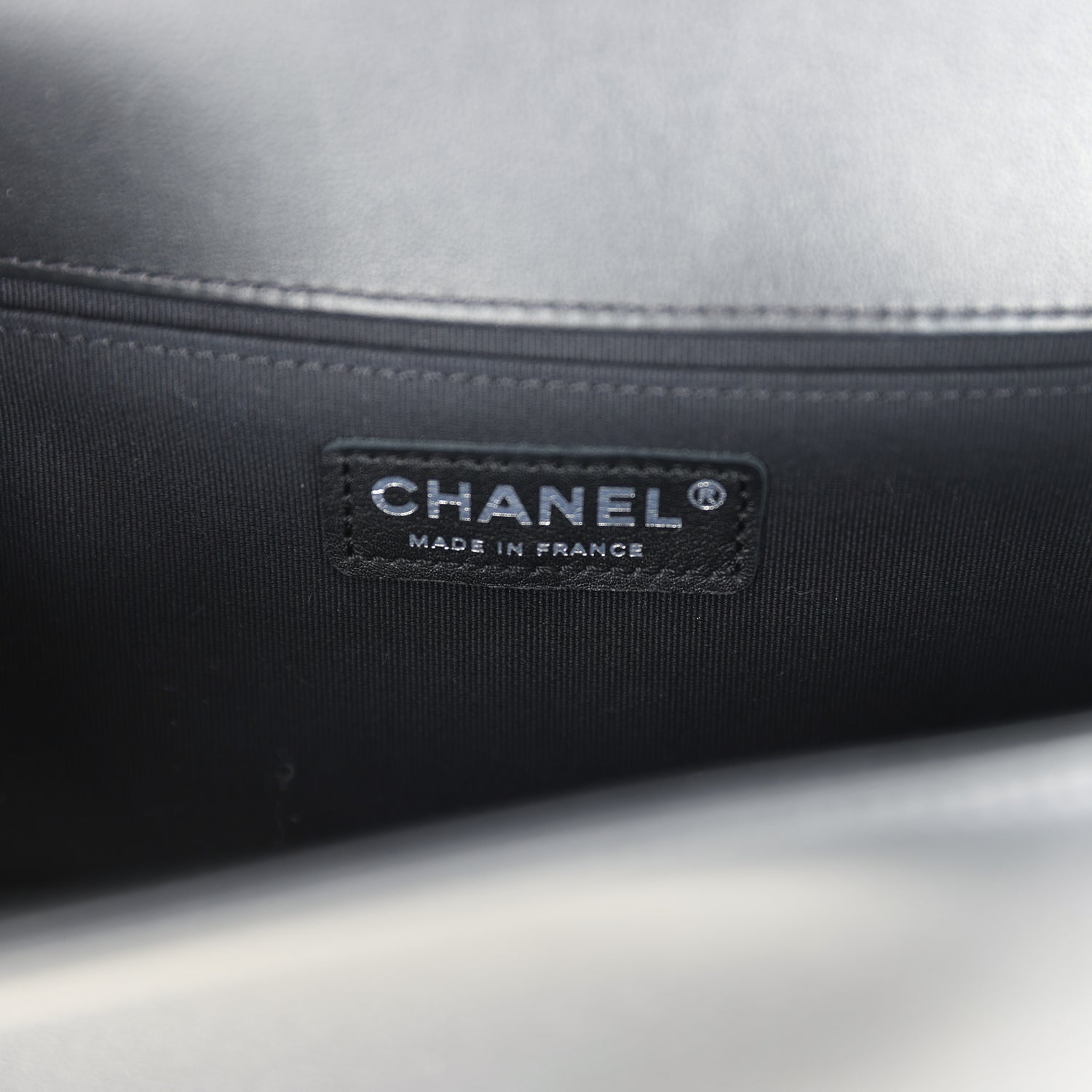 Pre-owned Chanel Medium Chevron Boy Bag Black Lambskin Ruthenium Hardware