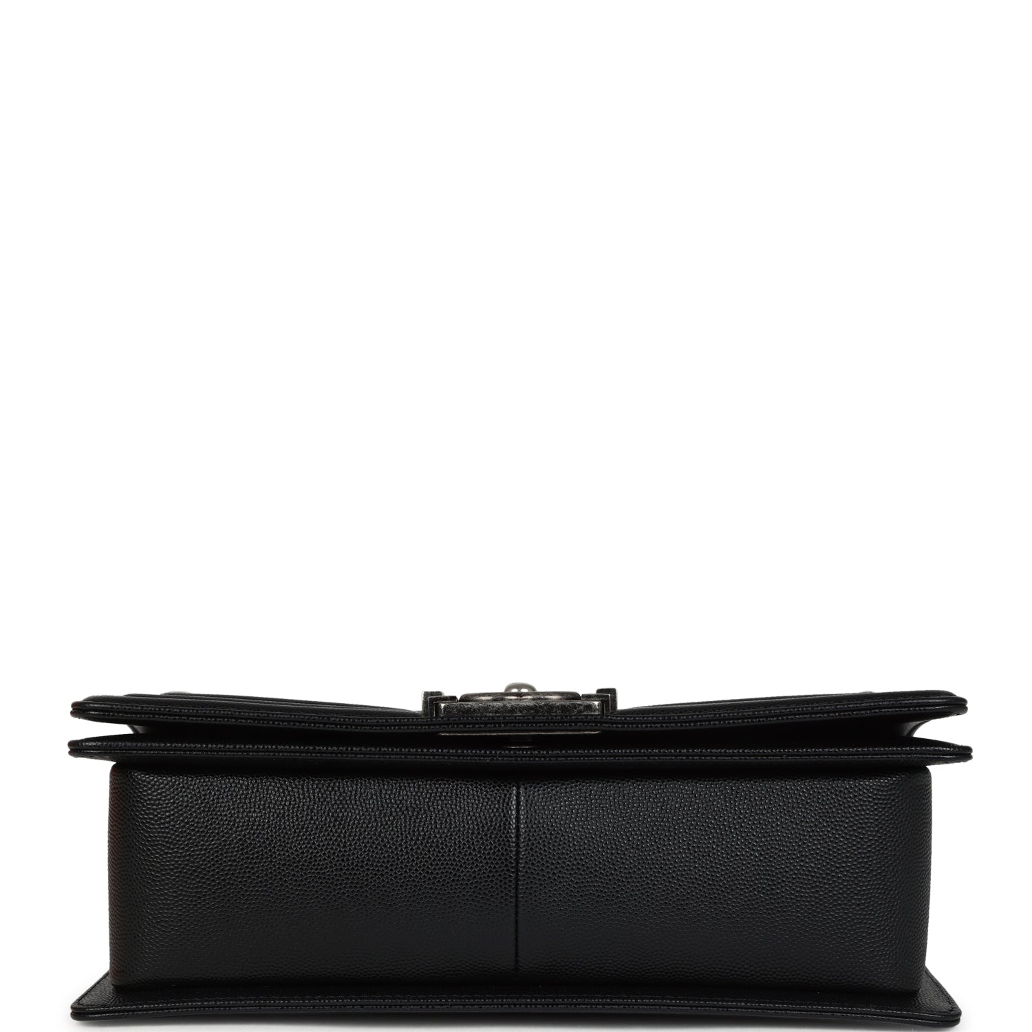 Pre-owned Chanel Medium Boy Bag Black Caviar Aged Ruthenium Hardware