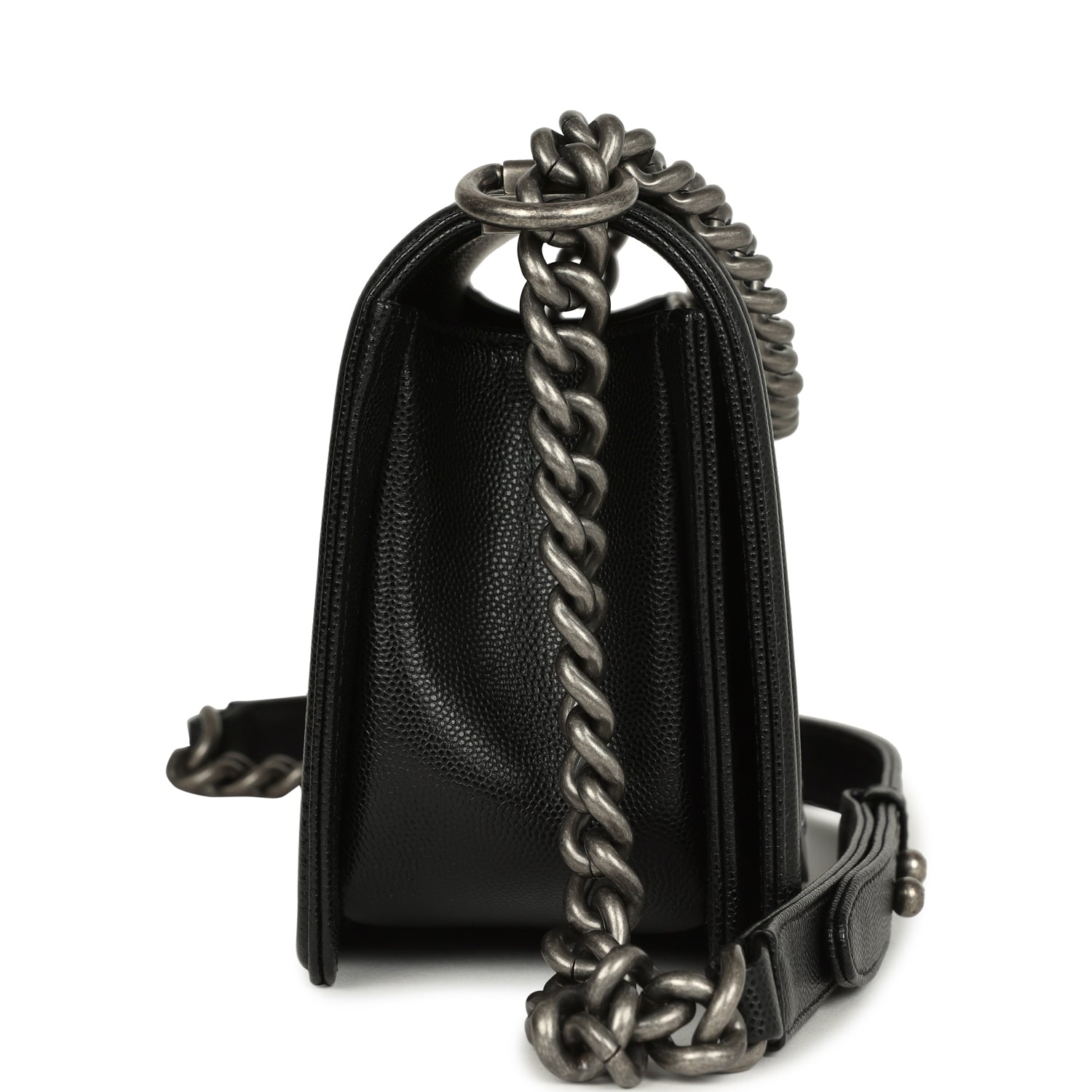 Chanel Old Medium Boy Bag Black Caviar Aged Ruthenium Hardware