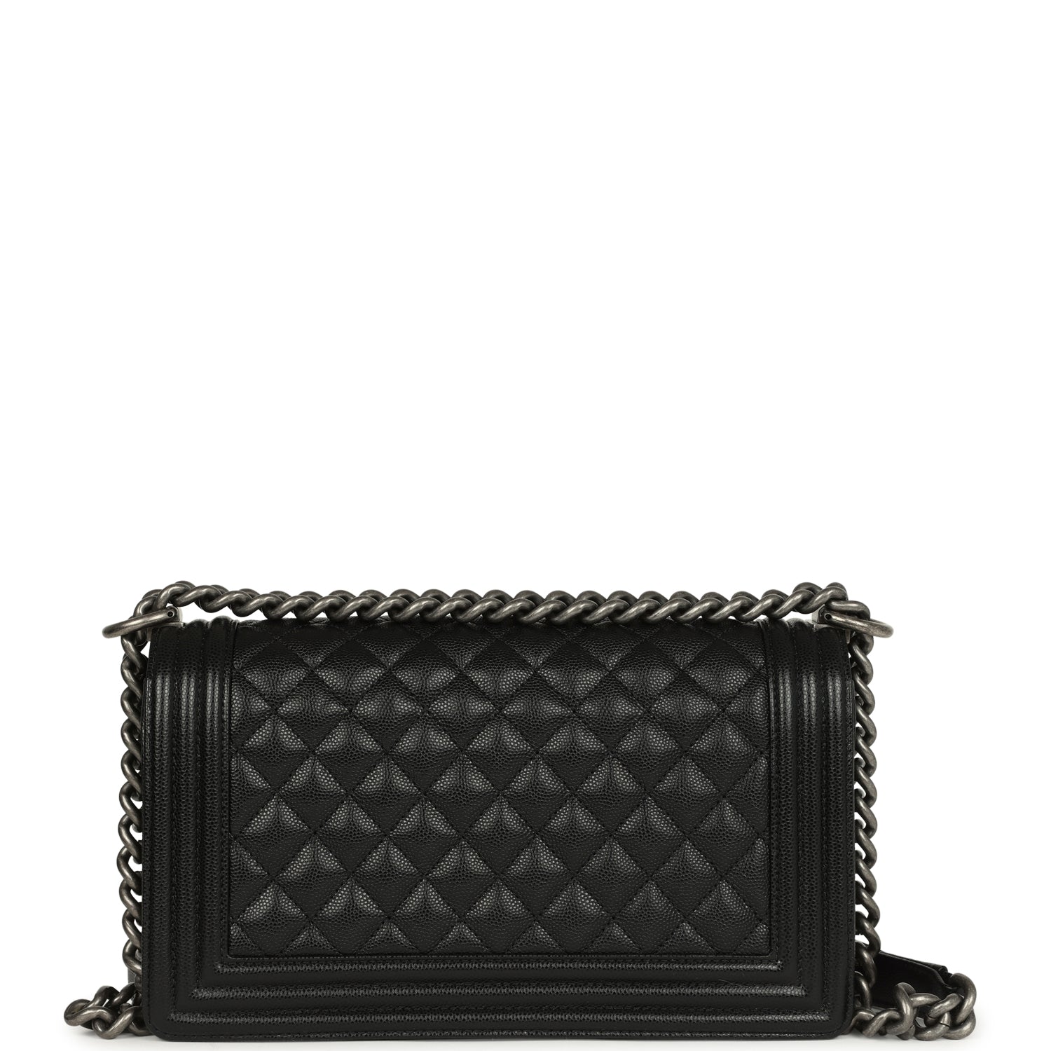 Chanel Old Medium Boy Bag Black Caviar Aged Ruthenium Hardware