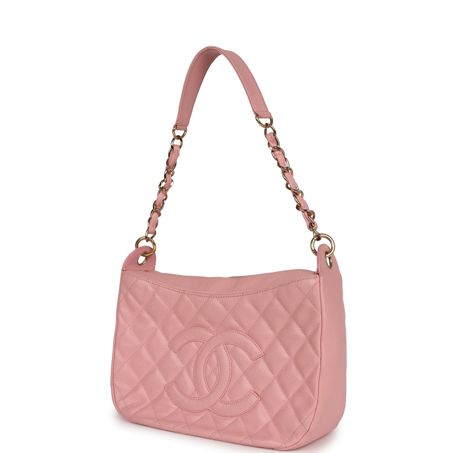Vintage Chanel Timeless Shoulder Bag Pink Caviar Gold Hardware