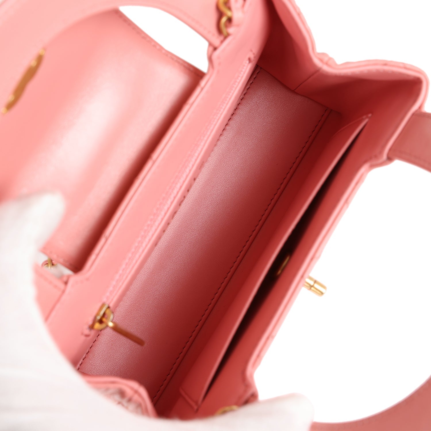 Chanel Small Kelly Shopper Pink Shiny Aged Calfskin Brushed Gold Hardware