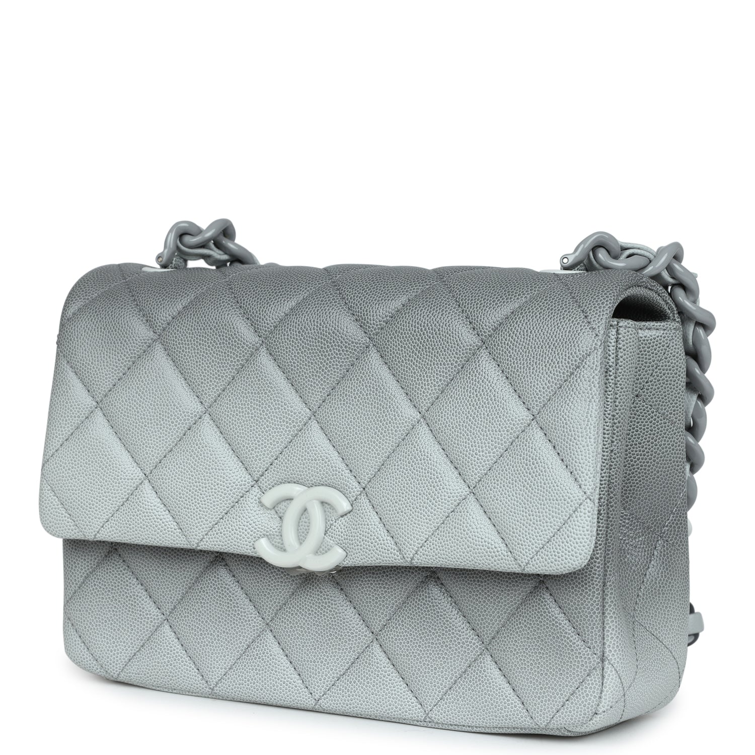 Chanel Small Flap Bag Grey Ombre Caviar Lacquered Metal Hardware
