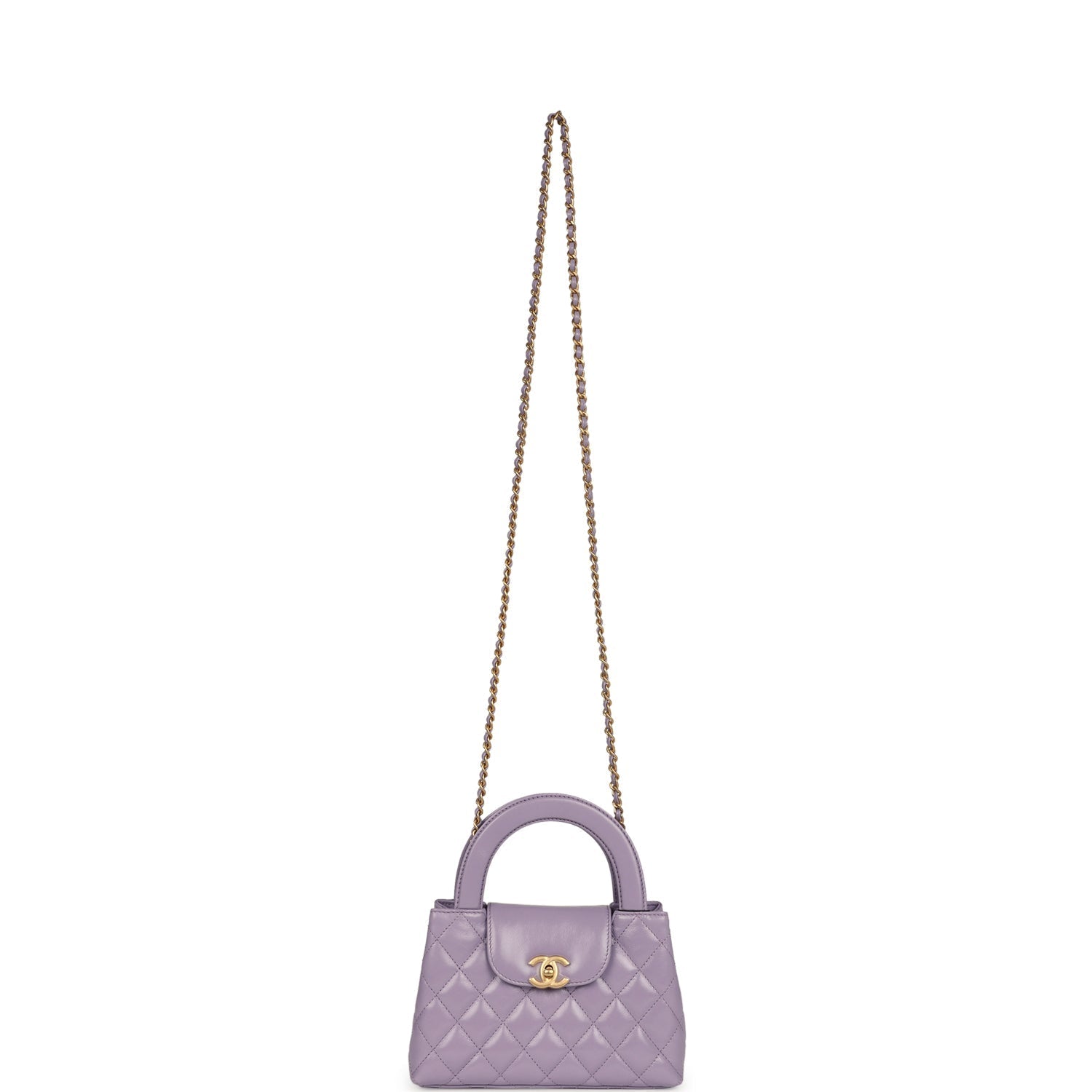 Chanel Small Kelly Shopper Light Purple Shiny Aged Calfskin Brushed Gold Hardware