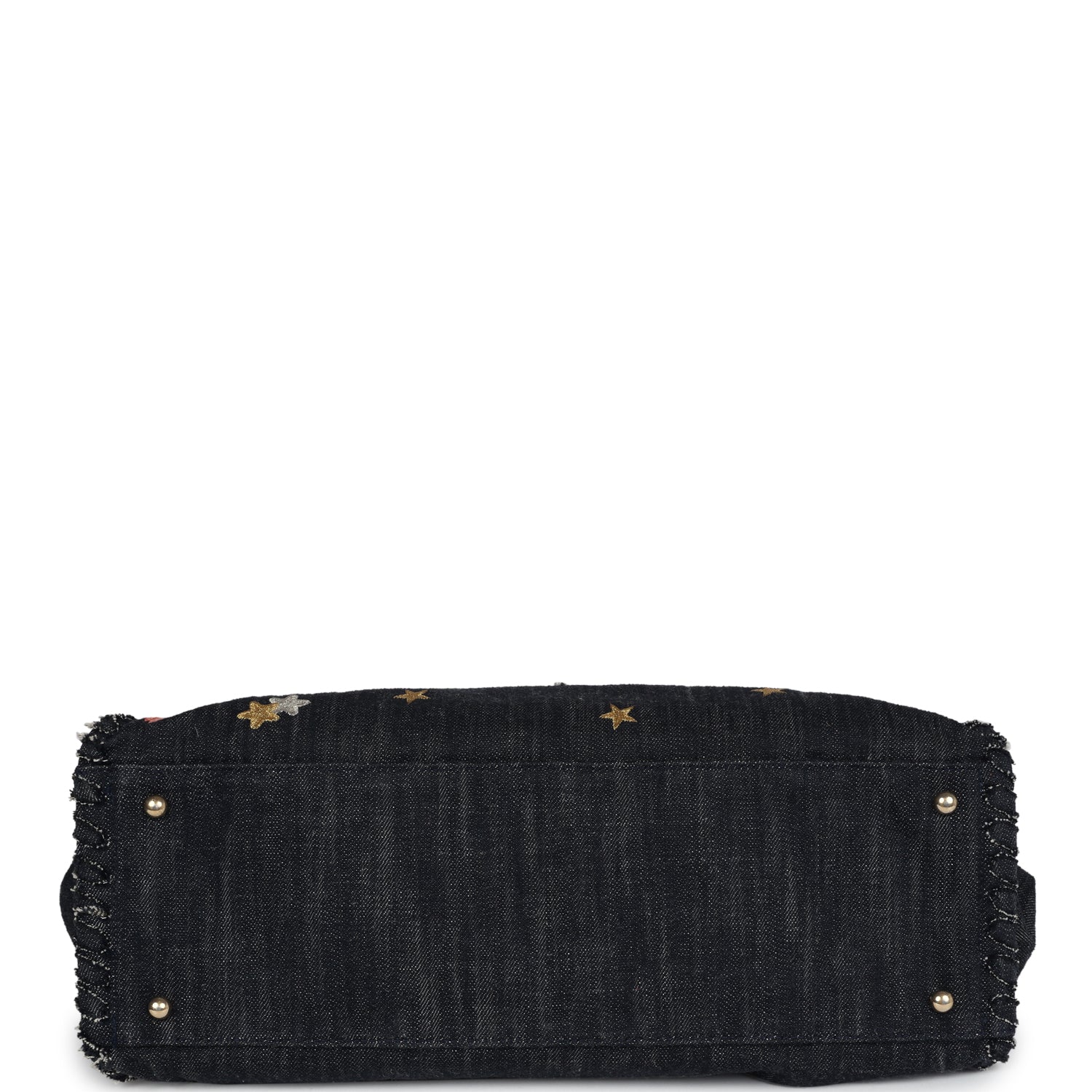 Pre-owned Chanel Night Flight Embroidered Shopping Tote Multicolored Denim Gold Hardware