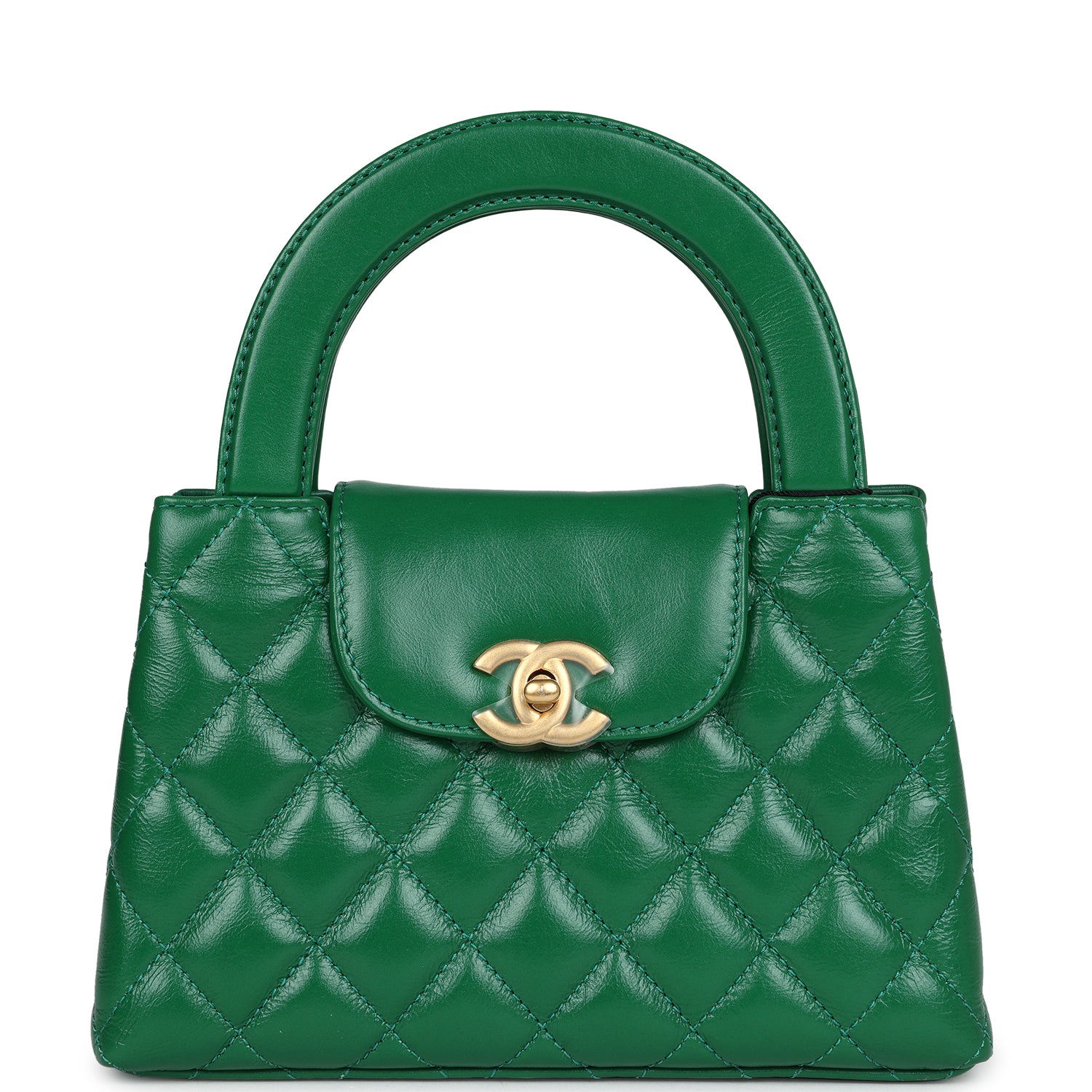 Chanel Small Kelly Shopper Dark Green Shiny Aged Calfskin Brushed Gold Hardware