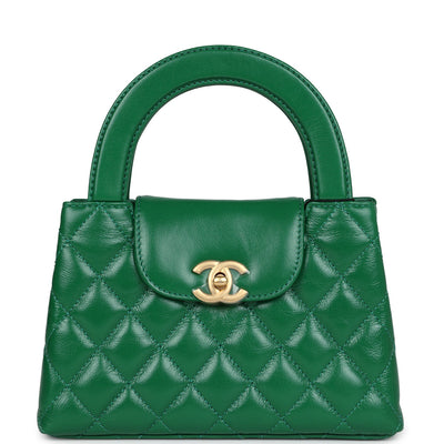 Chanel Small Kelly Shopper Dark Green Shiny Aged Calfskin Brushed Gold Hardware