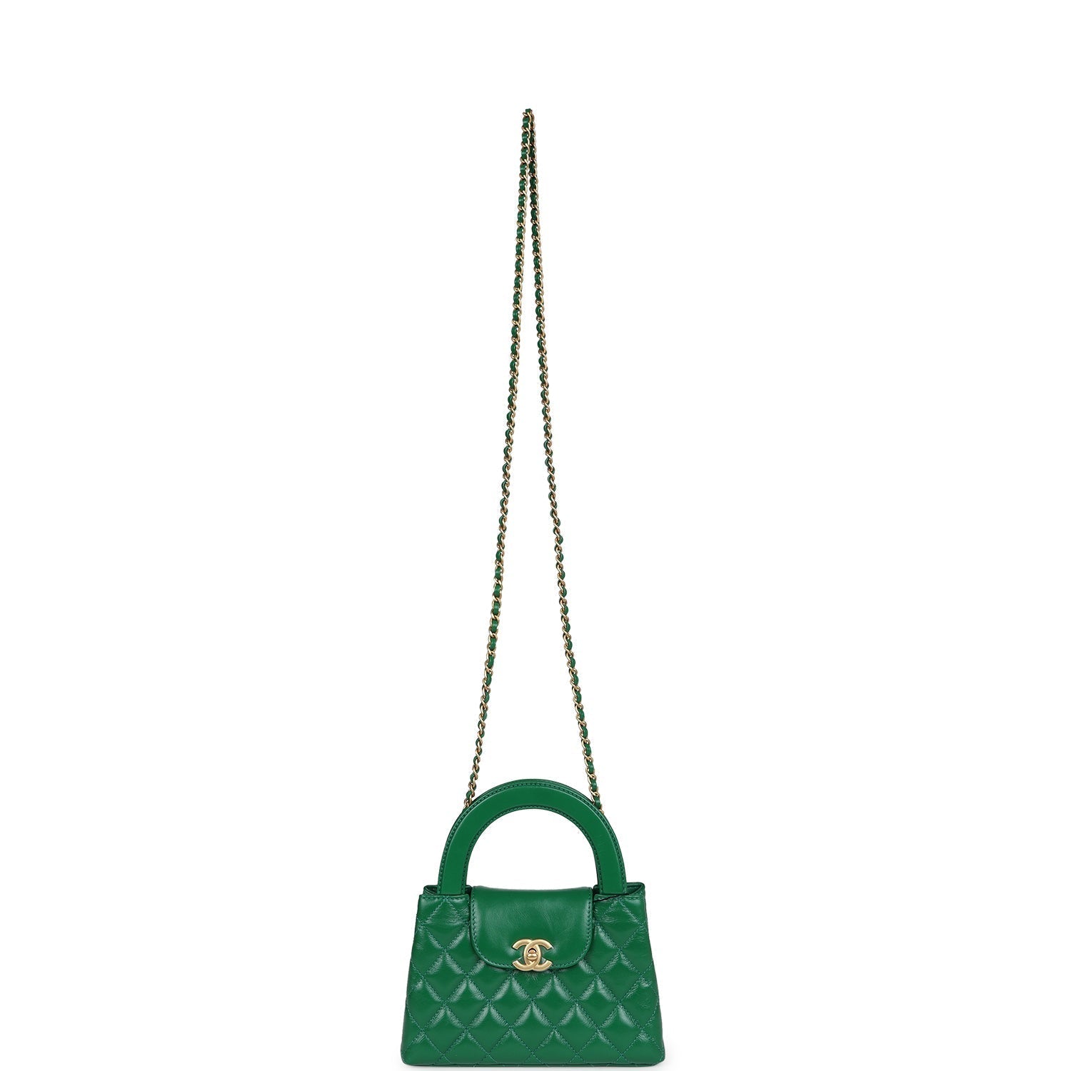 Chanel Small Kelly Shopper Dark Green Shiny Aged Calfskin Brushed Gold Hardware