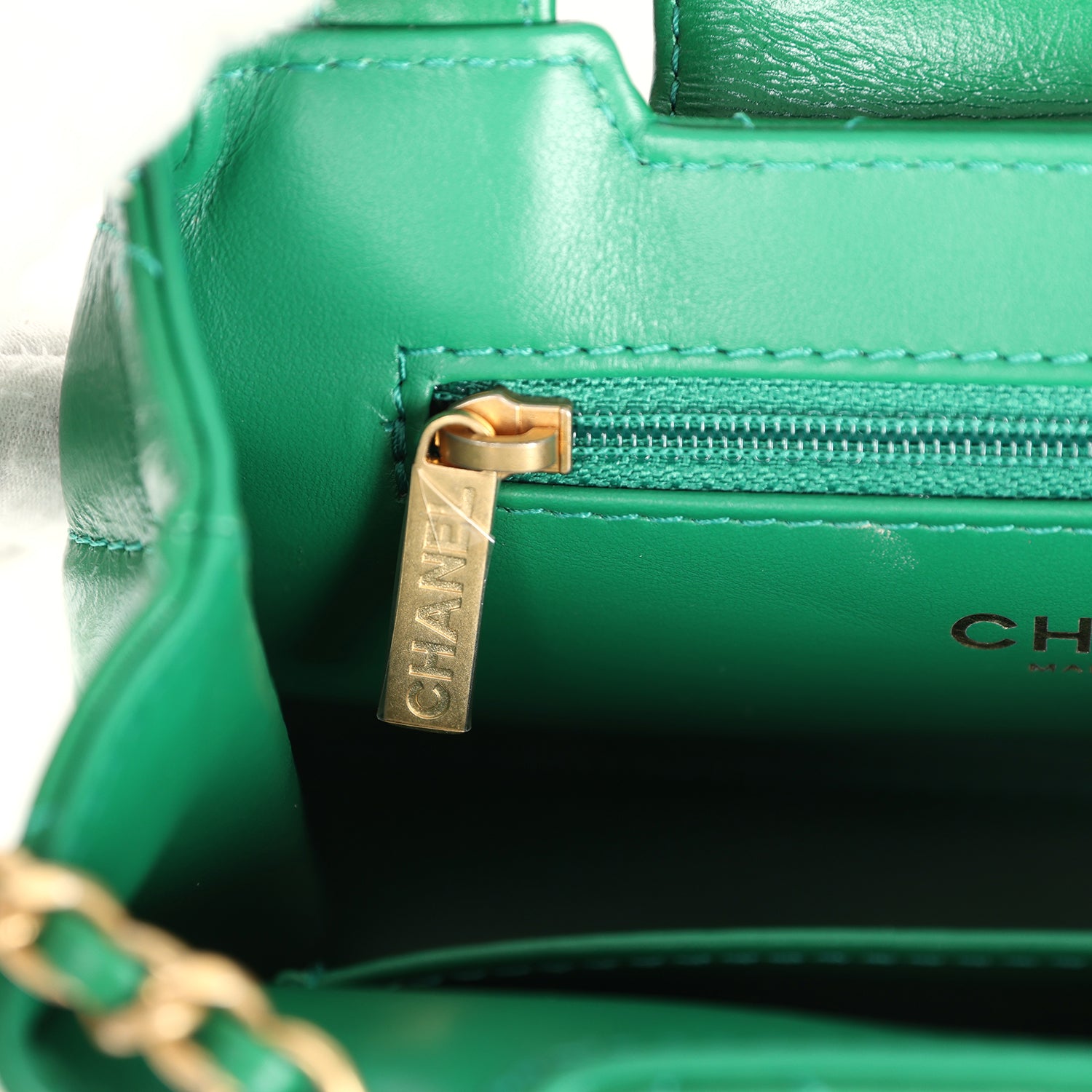 Chanel Small Kelly Shopper Dark Green Shiny Aged Calfskin Brushed Gold Hardware