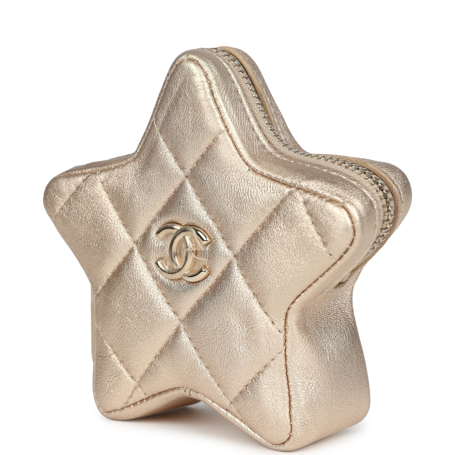 Chanel Walk Of Fame Star Clip-On Coin Purse Metallic Gold Goatskin Light Gold Hardware