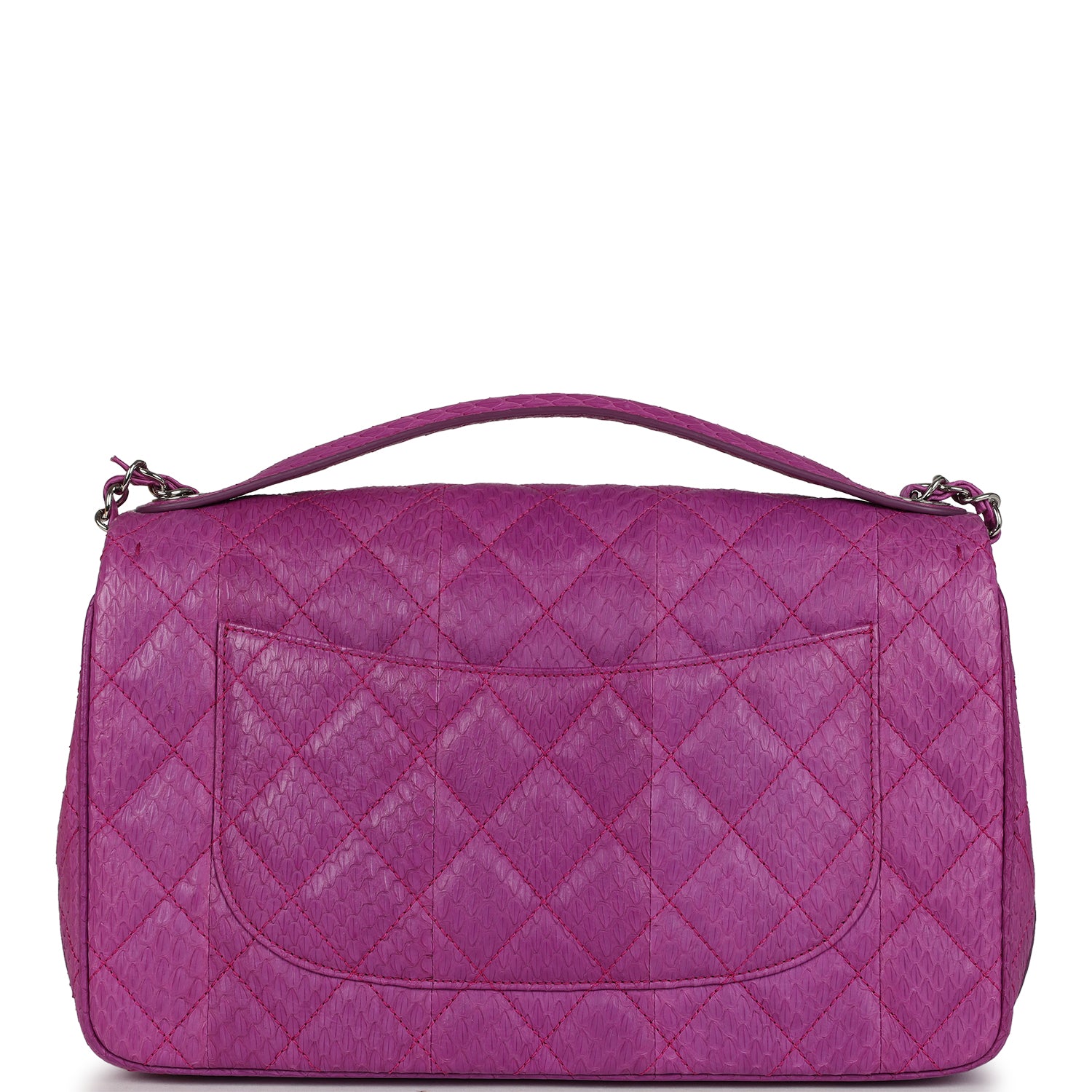 Pre-owned Chanel Medium Easy Carry Flap Bag Purple Python Silver Hardware