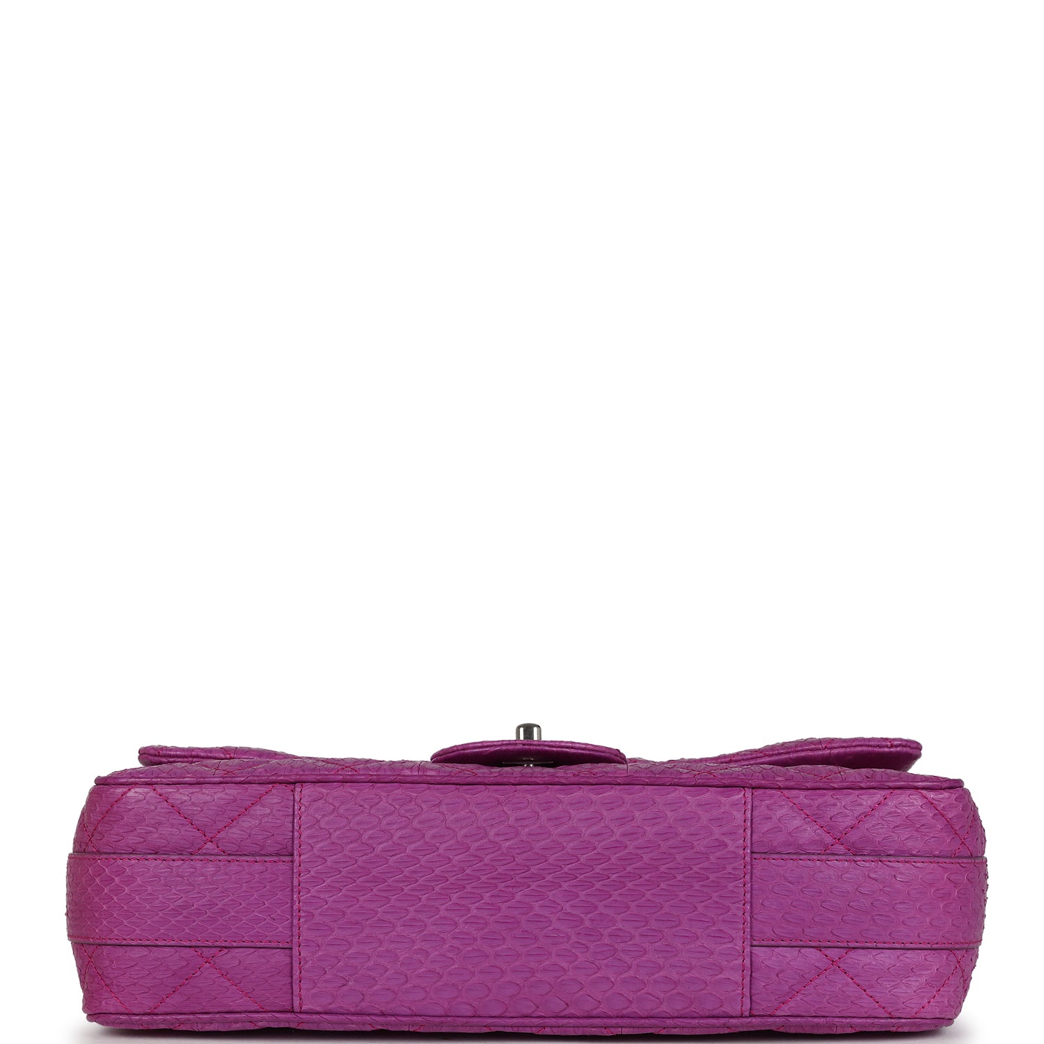 Pre-owned Chanel Medium Easy Carry Flap Bag Purple Python Silver Hardware
