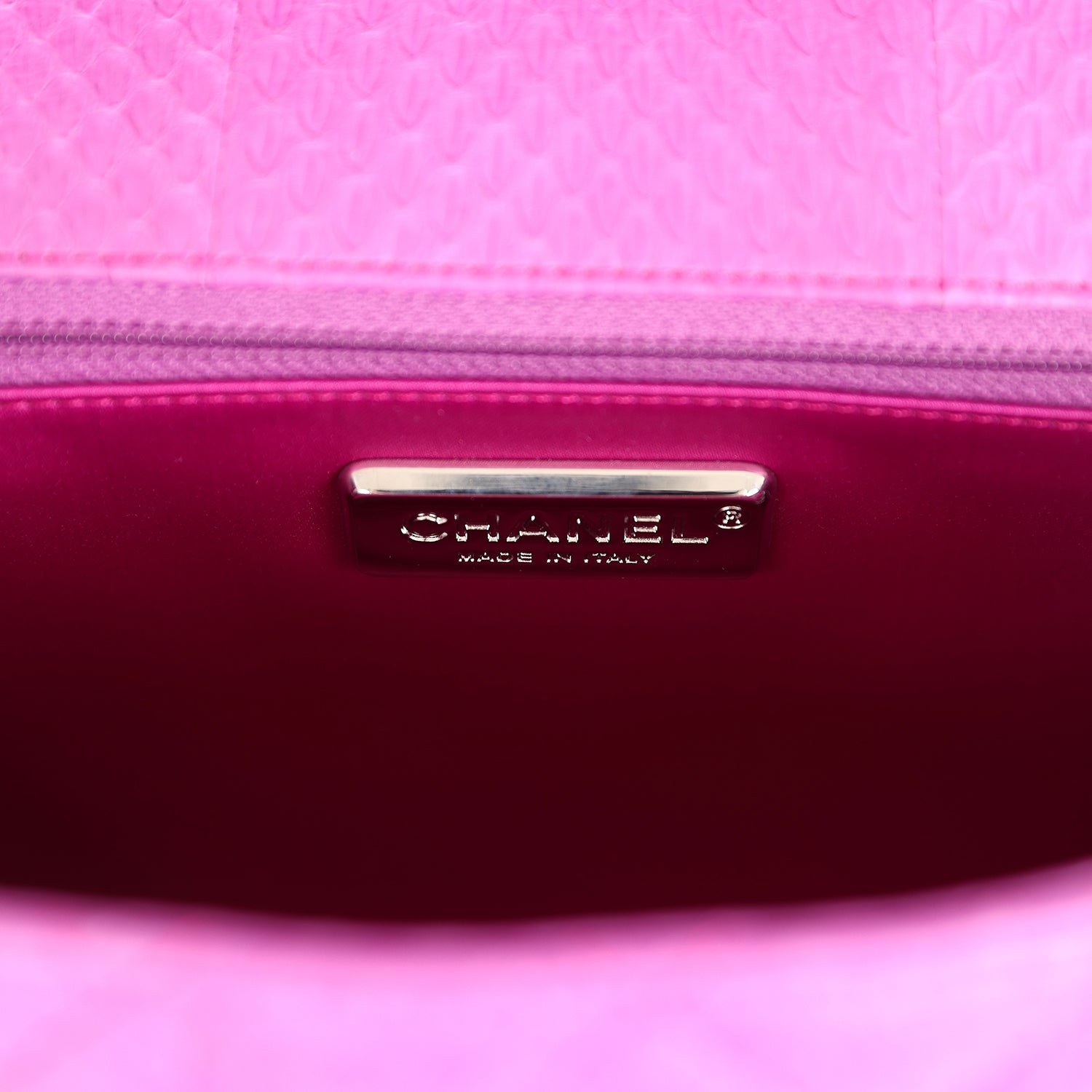 Pre-owned Chanel Medium Easy Carry Flap Bag Purple Python Silver Hardware