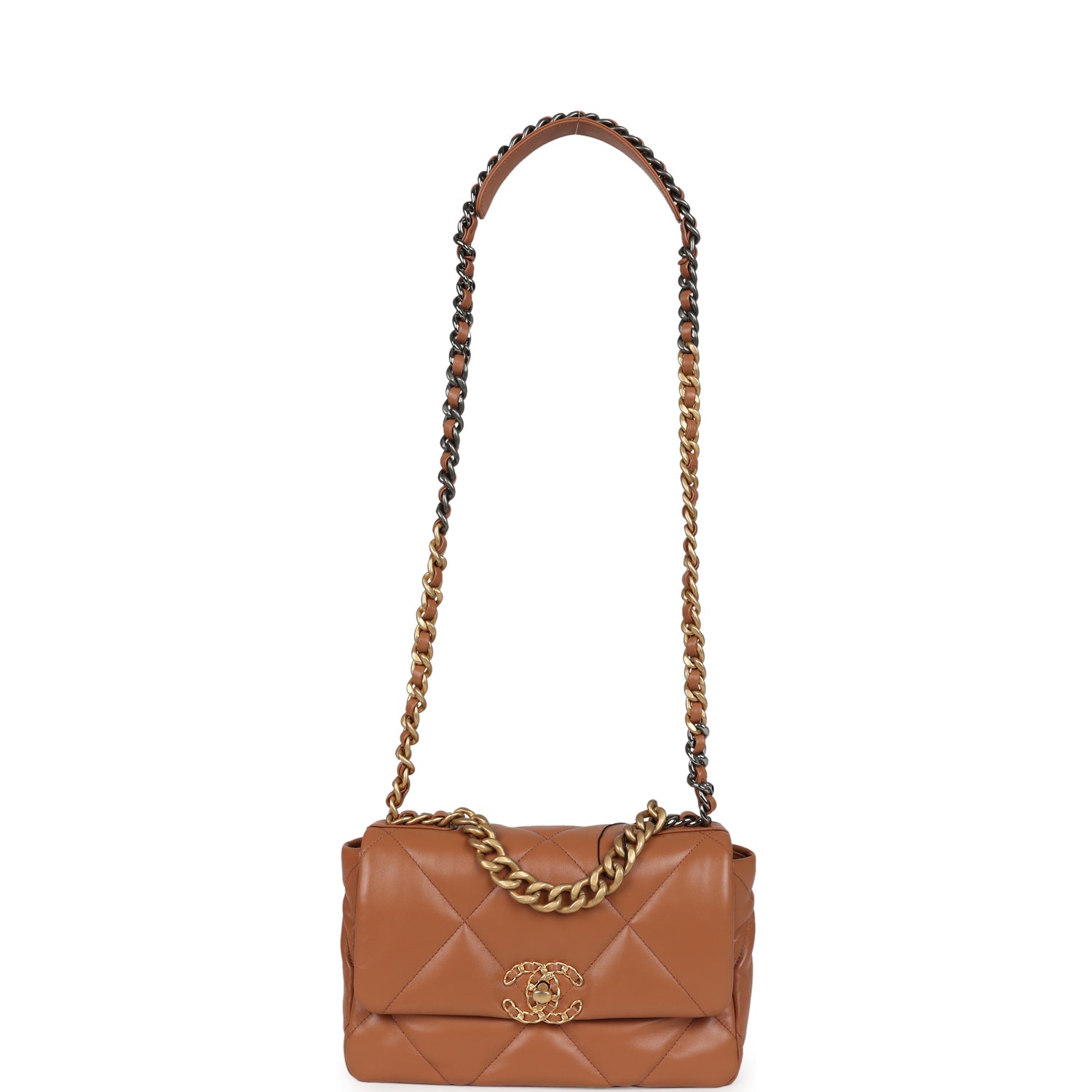 Chanel Medium 19 Flap Caramel Shiny Lambskin Mixed Metal Hardware