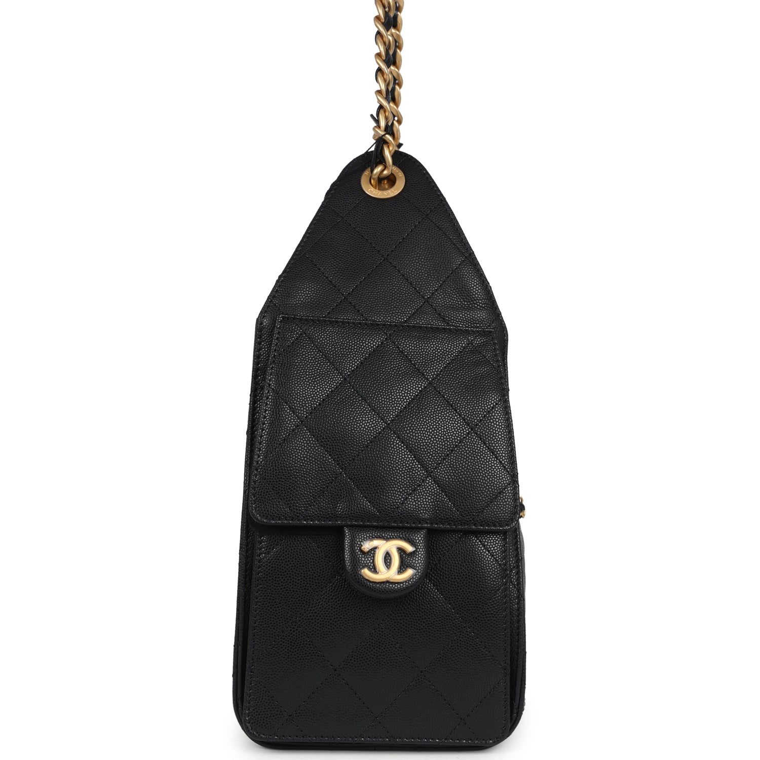 Chanel Small 25 Hobo Bag Black Caviar Antique Gold Hardware