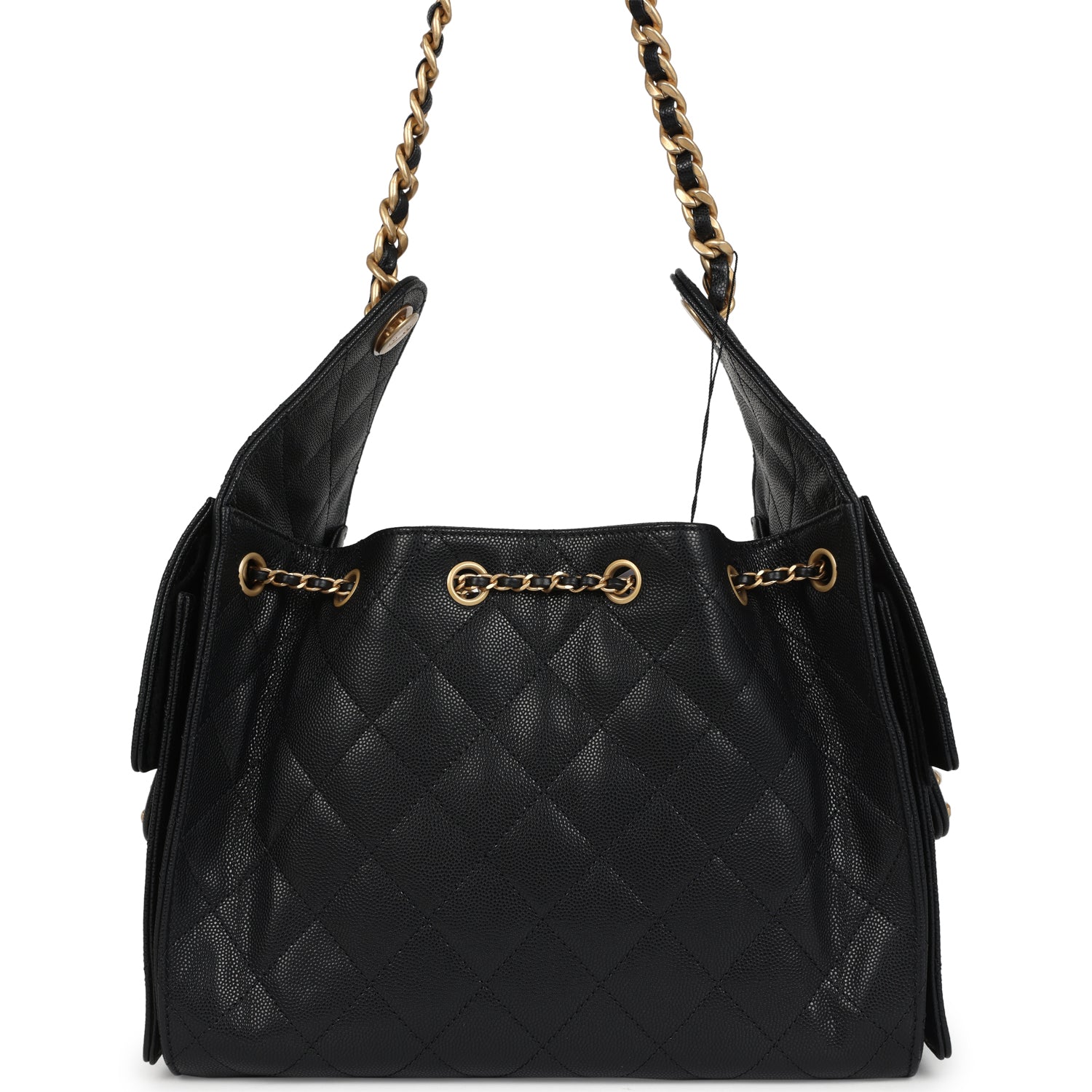 Chanel Small 25 Hobo Bag Black Caviar Antique Gold Hardware