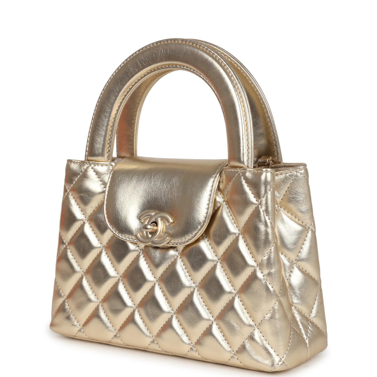 Chanel Small Kelly Shopper Metallic Gold Calfskin Brushed Gold Hardware
