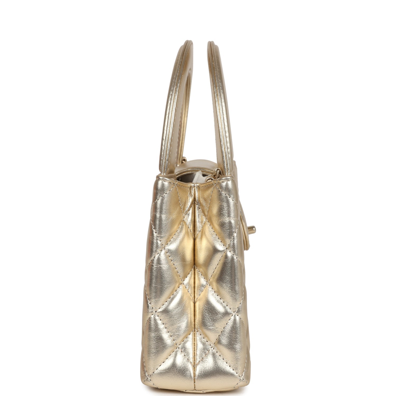 Chanel Small Kelly Shopper Metallic Gold Calfskin Brushed Gold Hardware