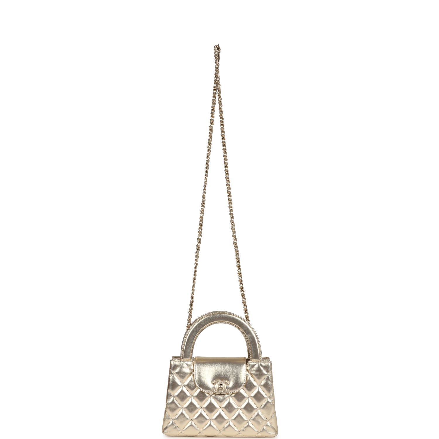 Chanel Small Kelly Shopper Metallic Gold Calfskin Brushed Gold Hardware