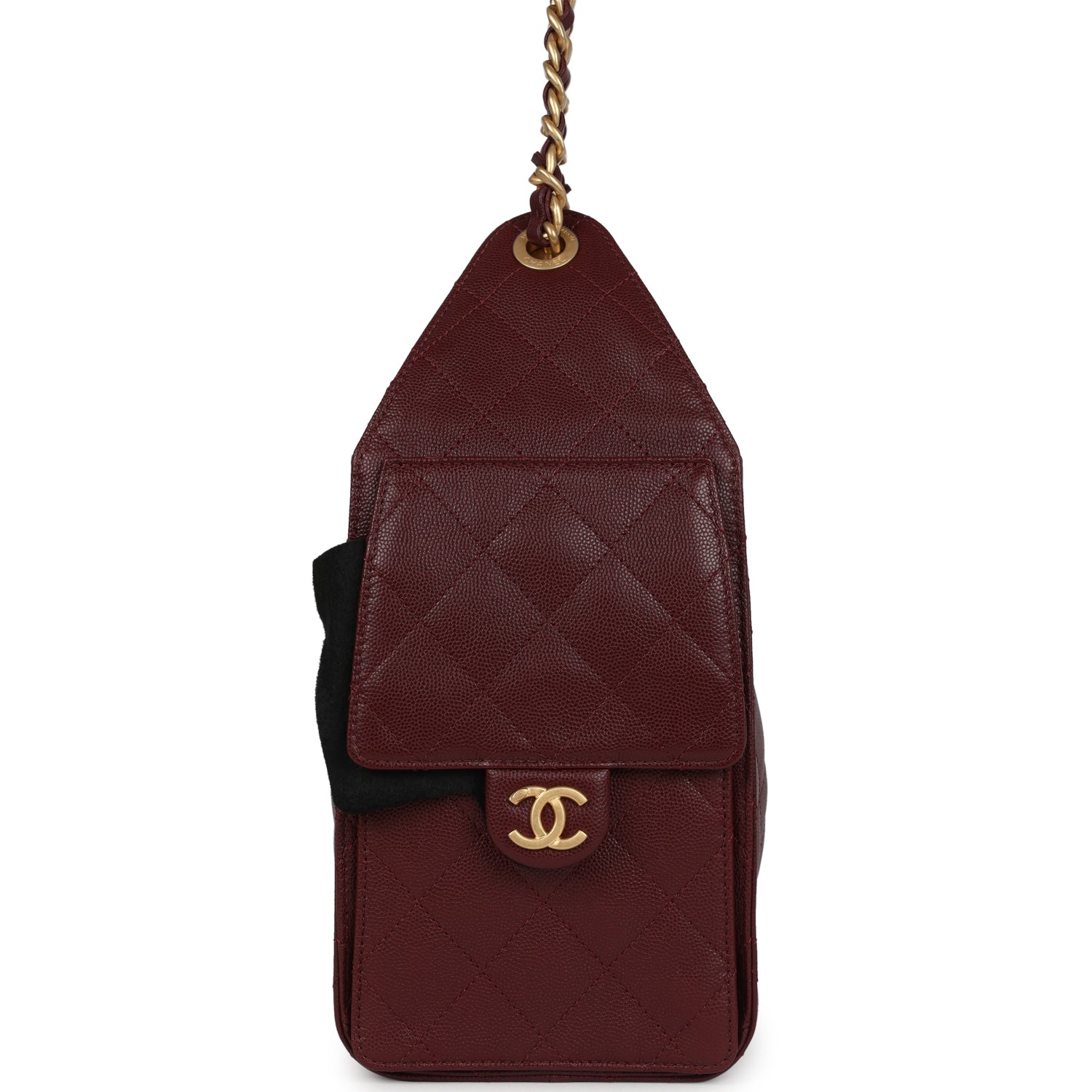 Chanel Small 25 Hobo Bag Burgundy Caviar Antique Gold Hardware