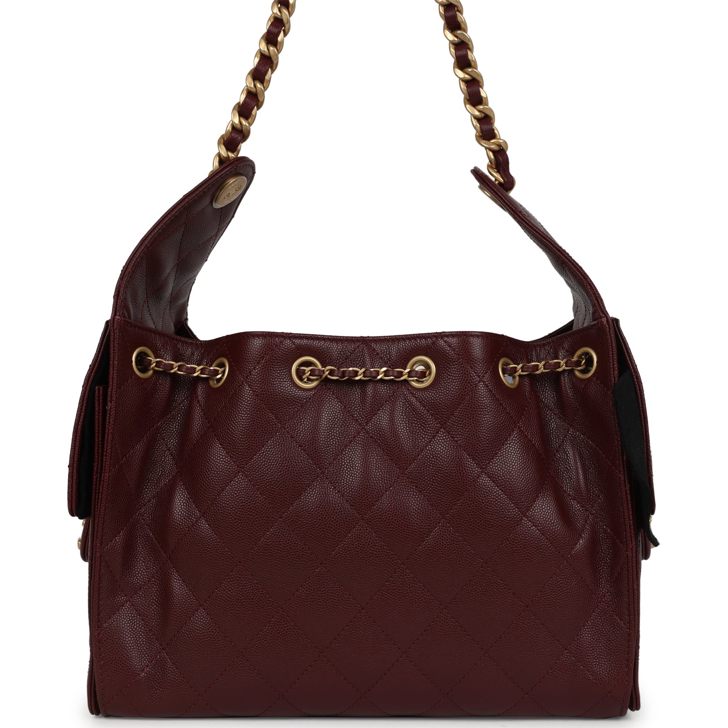 Chanel Small 25 Hobo Bag Burgundy Caviar Antique Gold Hardware