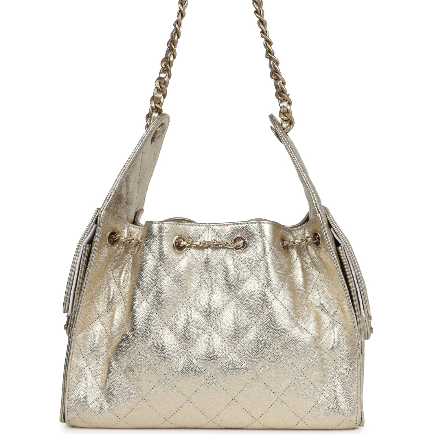 Chanel Small 25 Hobo Bag Metallic Gold Caviar Antique Gold Hardware