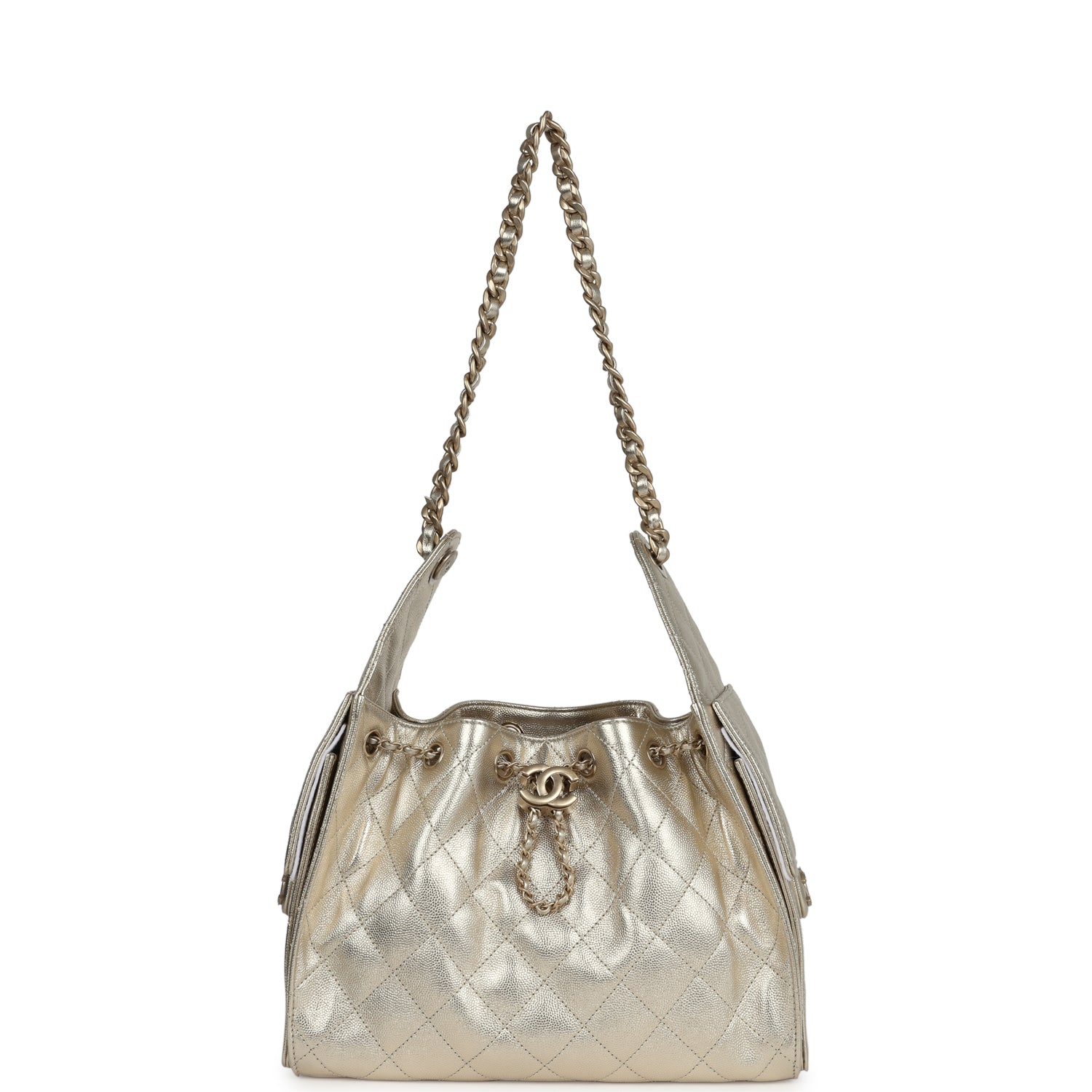 Chanel Small 25 Hobo Bag Metallic Gold Caviar Antique Gold Hardware