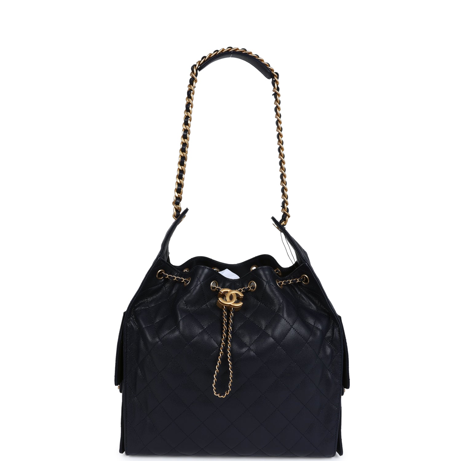 Chanel Medium 25 Hobo Bag Dark Navy Caviar Antique Gold Hardware