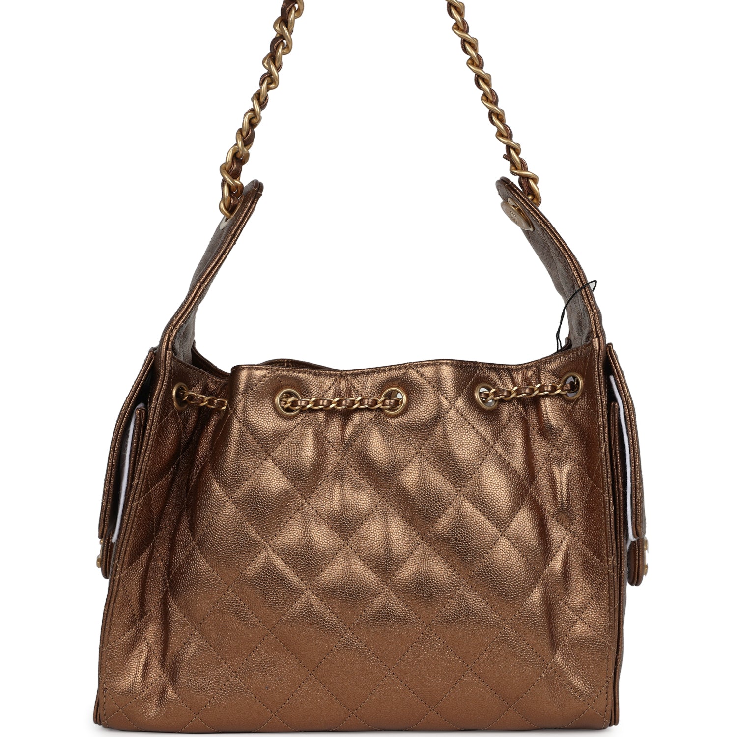 Chanel Small 25 Hobo Bag Metallic Bronze Caviar Antique Gold Hardware