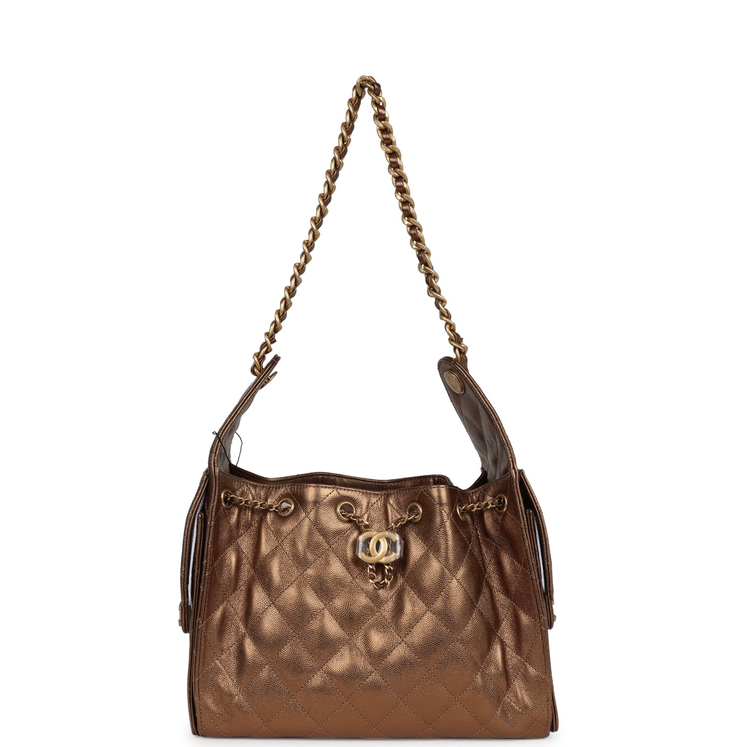Chanel Small 25 Hobo Bag Metallic Bronze Caviar Antique Gold Hardware
