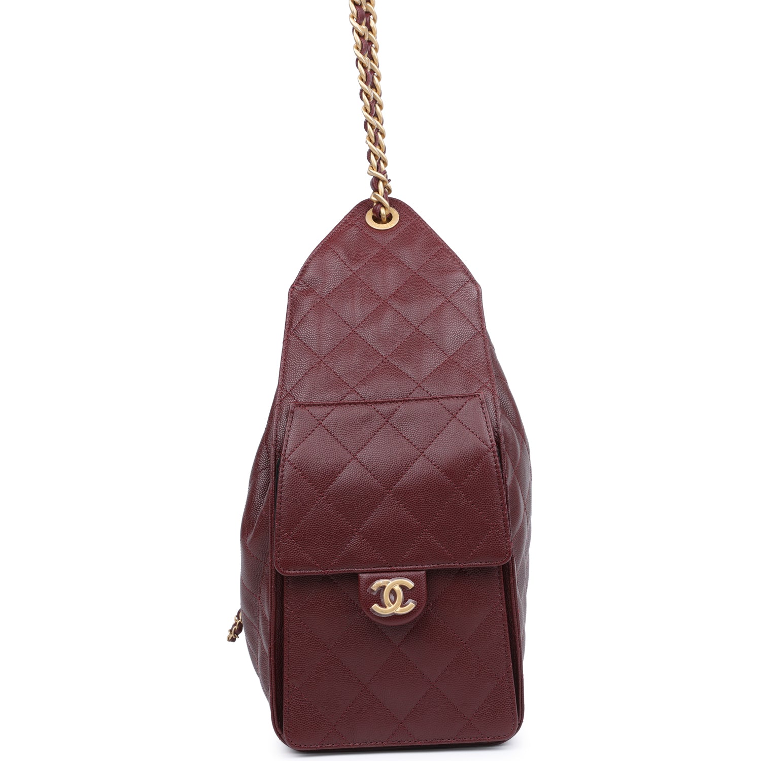 Chanel Medium 25 Hobo Bag Burgundy Caviar Antique Gold Hardware