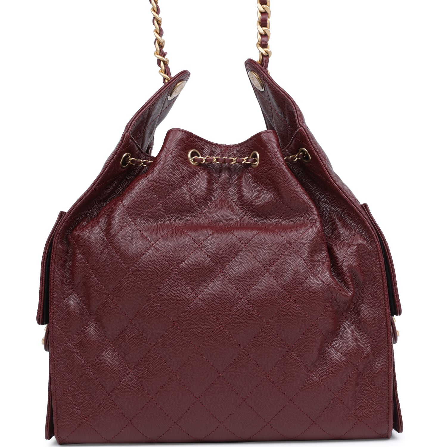 Chanel Medium 25 Hobo Bag Burgundy Caviar Antique Gold Hardware