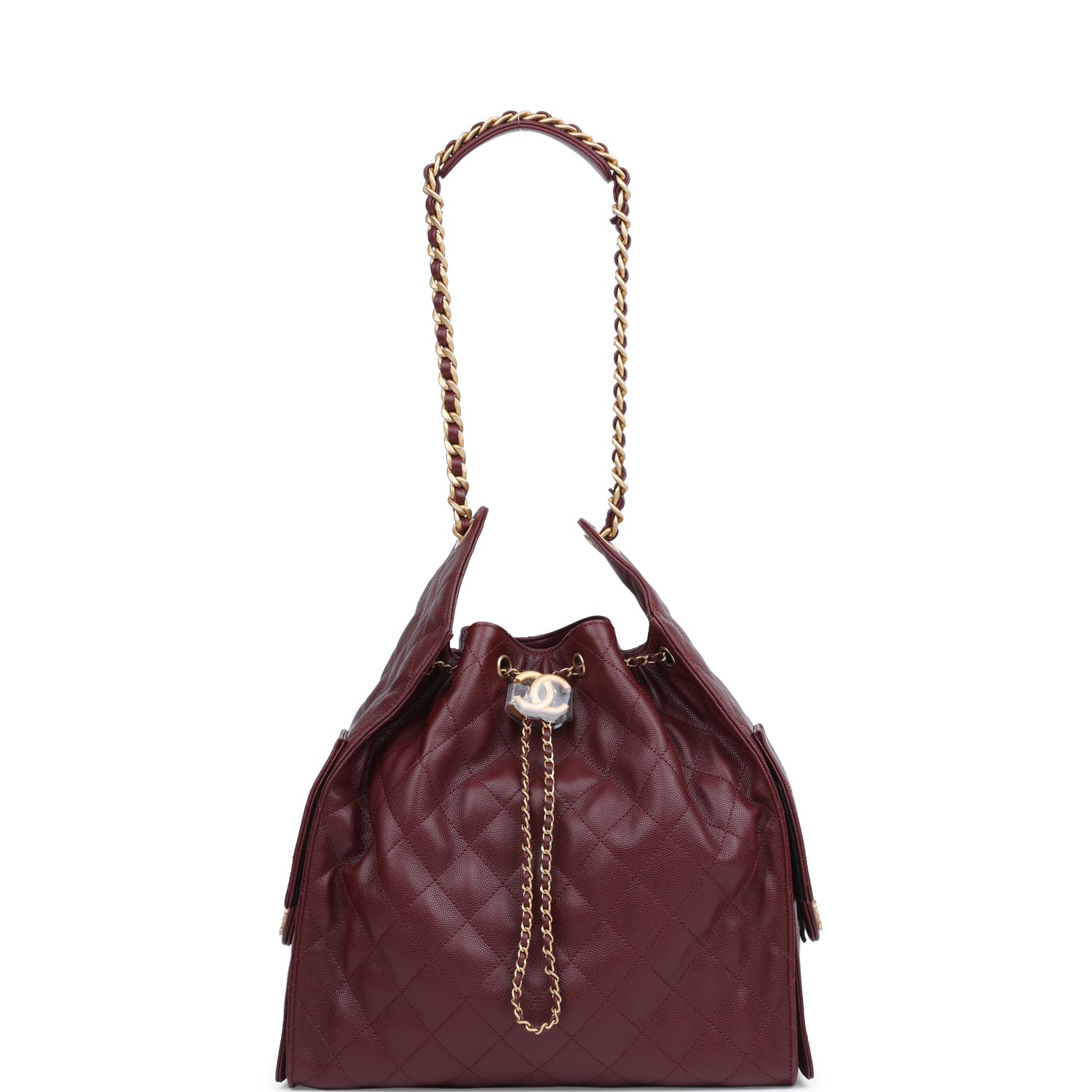 Chanel Medium 25 Hobo Bag Burgundy Caviar Antique Gold Hardware