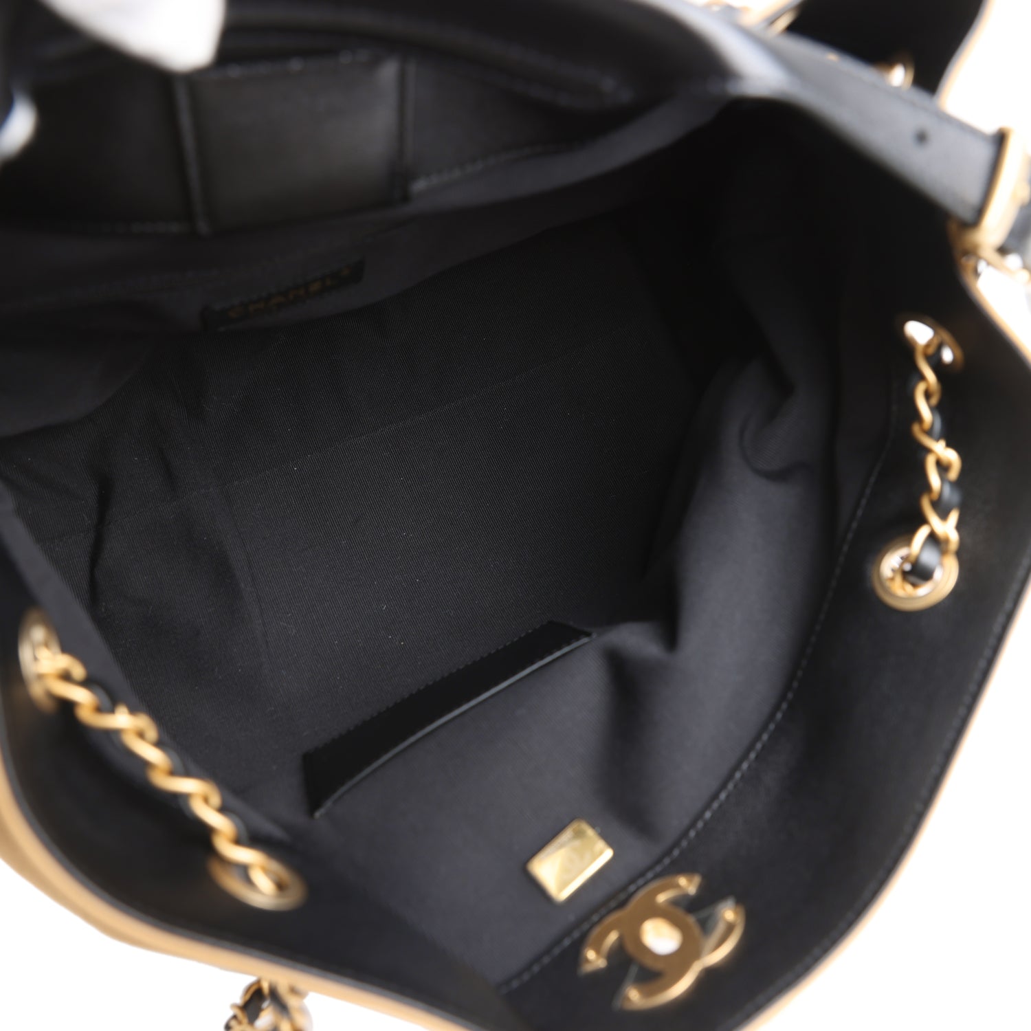 Chanel Small Coco Hobo Bag Brown Suede and Black Shiny Lambskin Brushed Gold Hardware