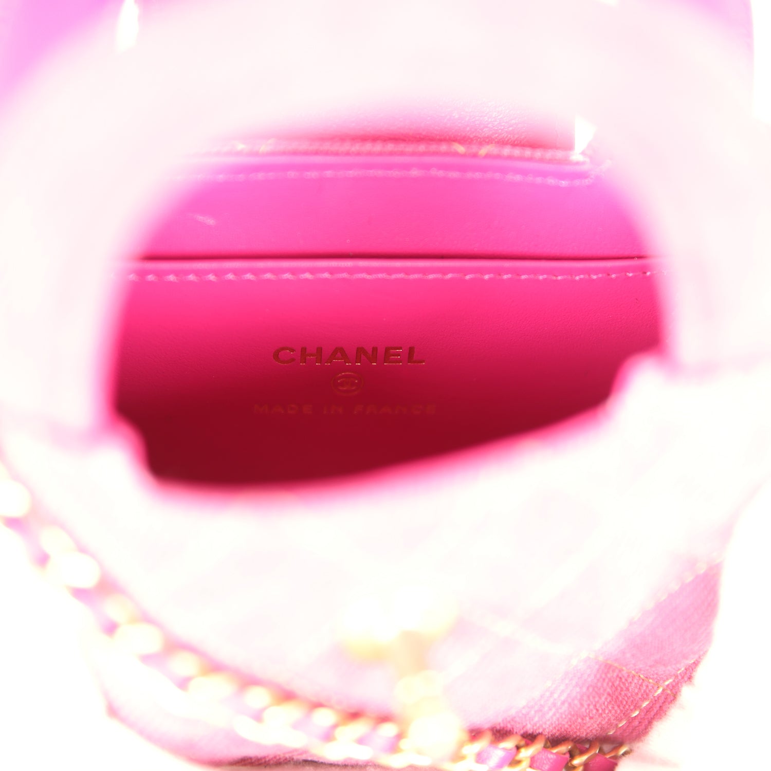 Chanel Nano Kelly Shopper Fuchsia Washed Denim Brushed Gold Hardware