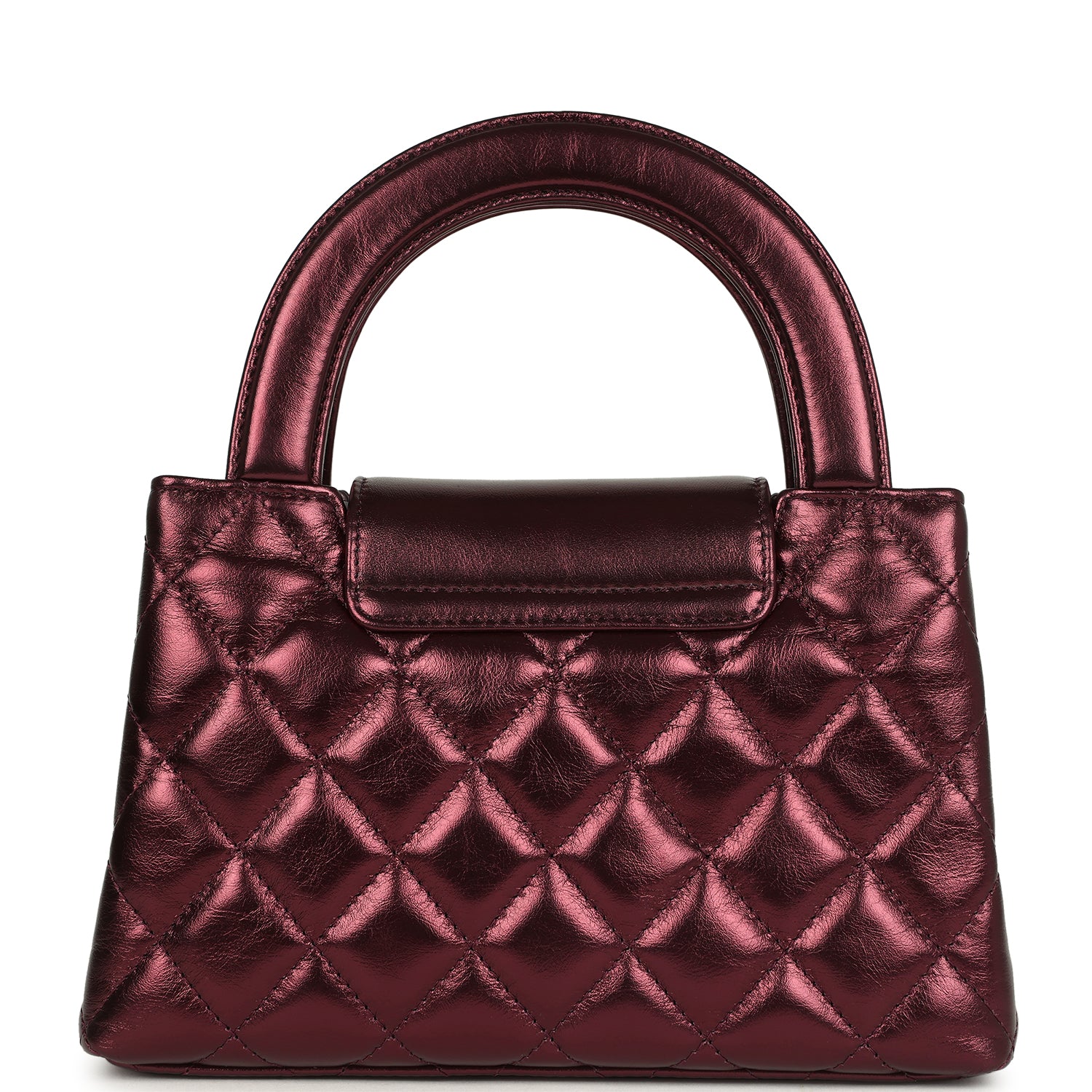 Chanel Small Kelly Shopper Metallic Burgundy Calfskin Brushed Gold Hardware