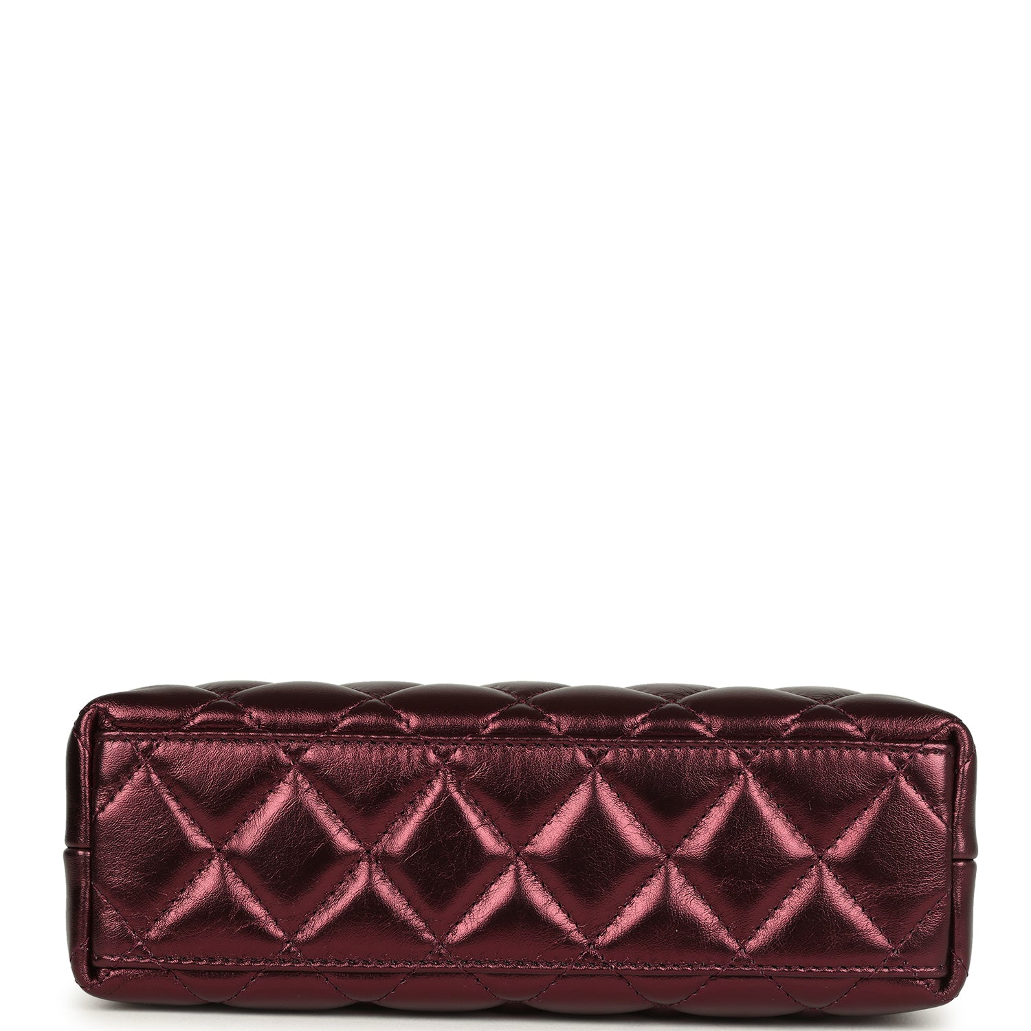 Chanel Small Kelly Shopper Metallic Burgundy Calfskin Brushed Gold Hardware