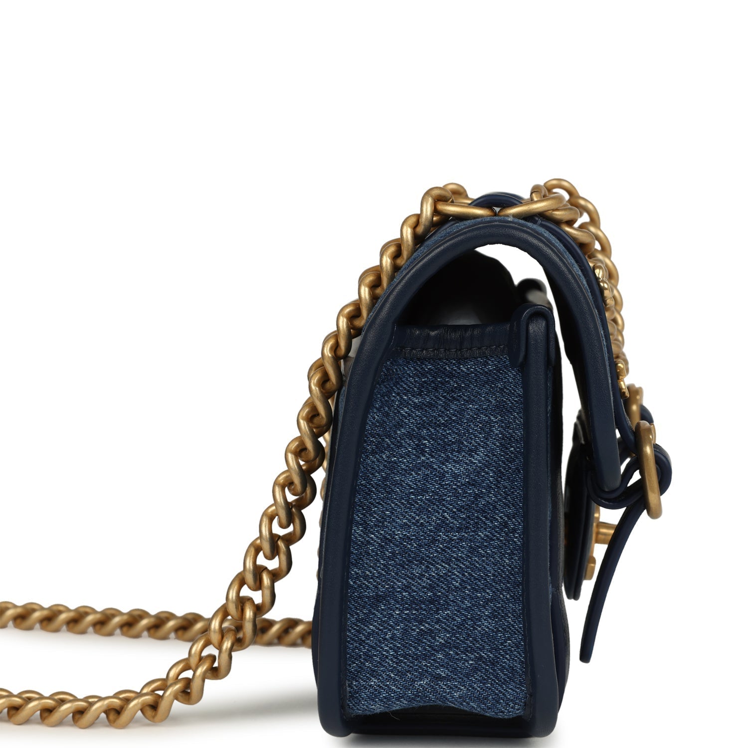 Chanel Mini Ombre Flap Bag Blue Denim Brushed Gold Hardware