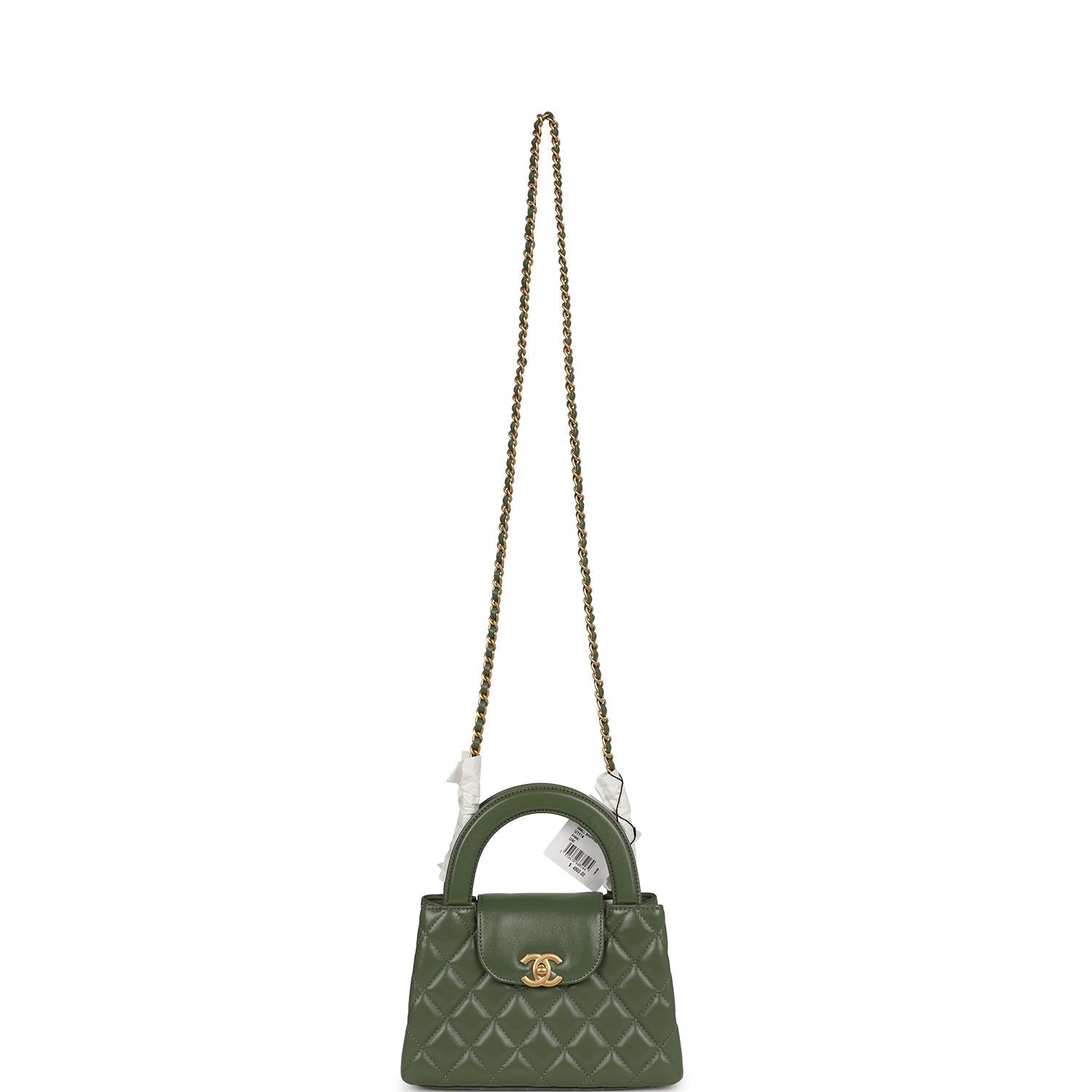 Chanel Small Kelly Shopper Khaki Shiny Aged Calfskin Brushed Gold Hardware