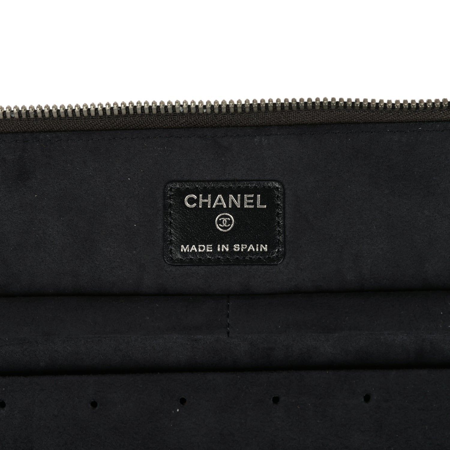 Chanel Vanity Case Black Metallic Python Silver Hardware