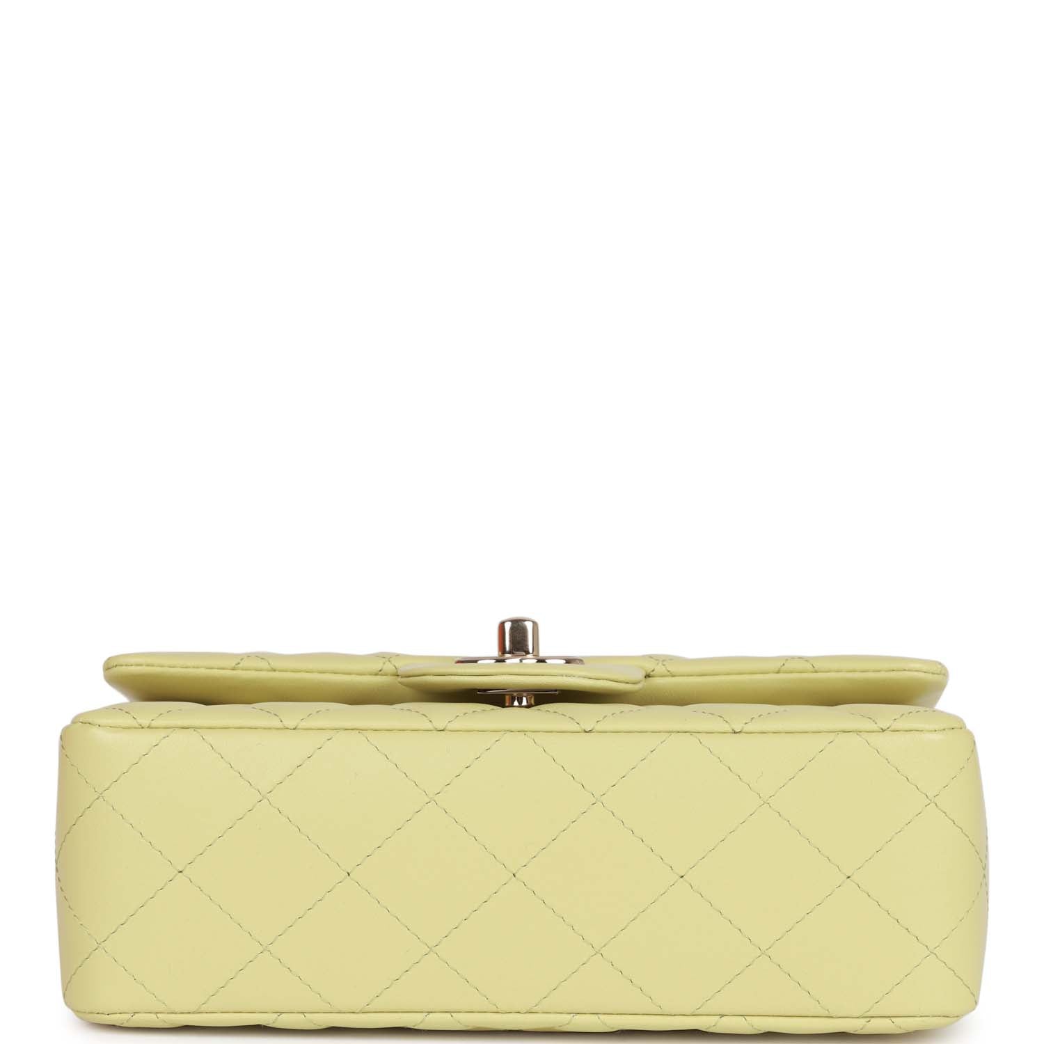 Chanel Mini Rectangular Flap Bag Light Green Lambskin Light Gold Hardware